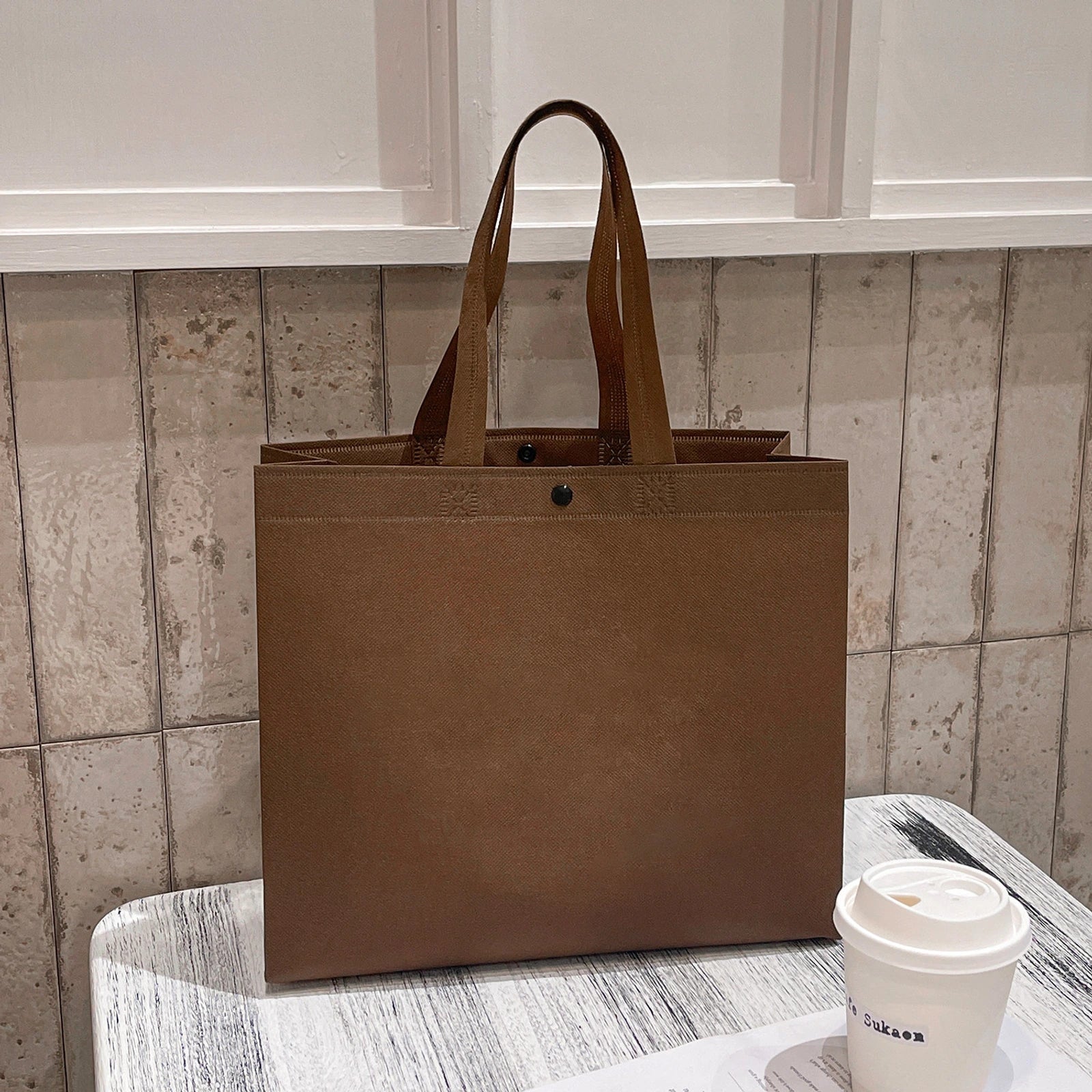 Boutique Non-Woven Tote Bags — 13 Styles — Brown Plain Tote