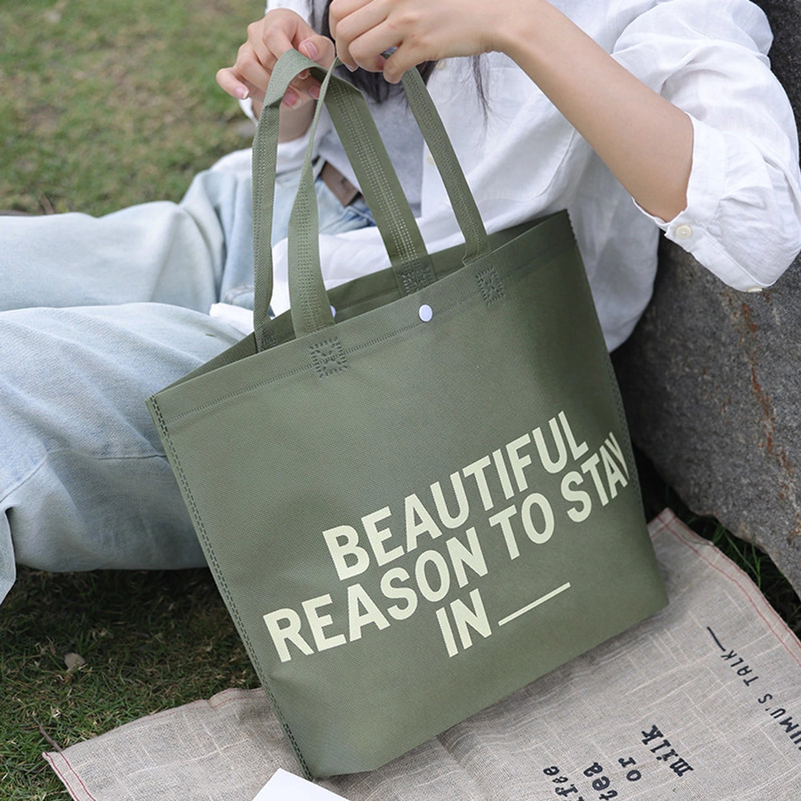 Boutique Non-Woven Tote Bags — 14 Styles — Large — Capacity — Turquoise
