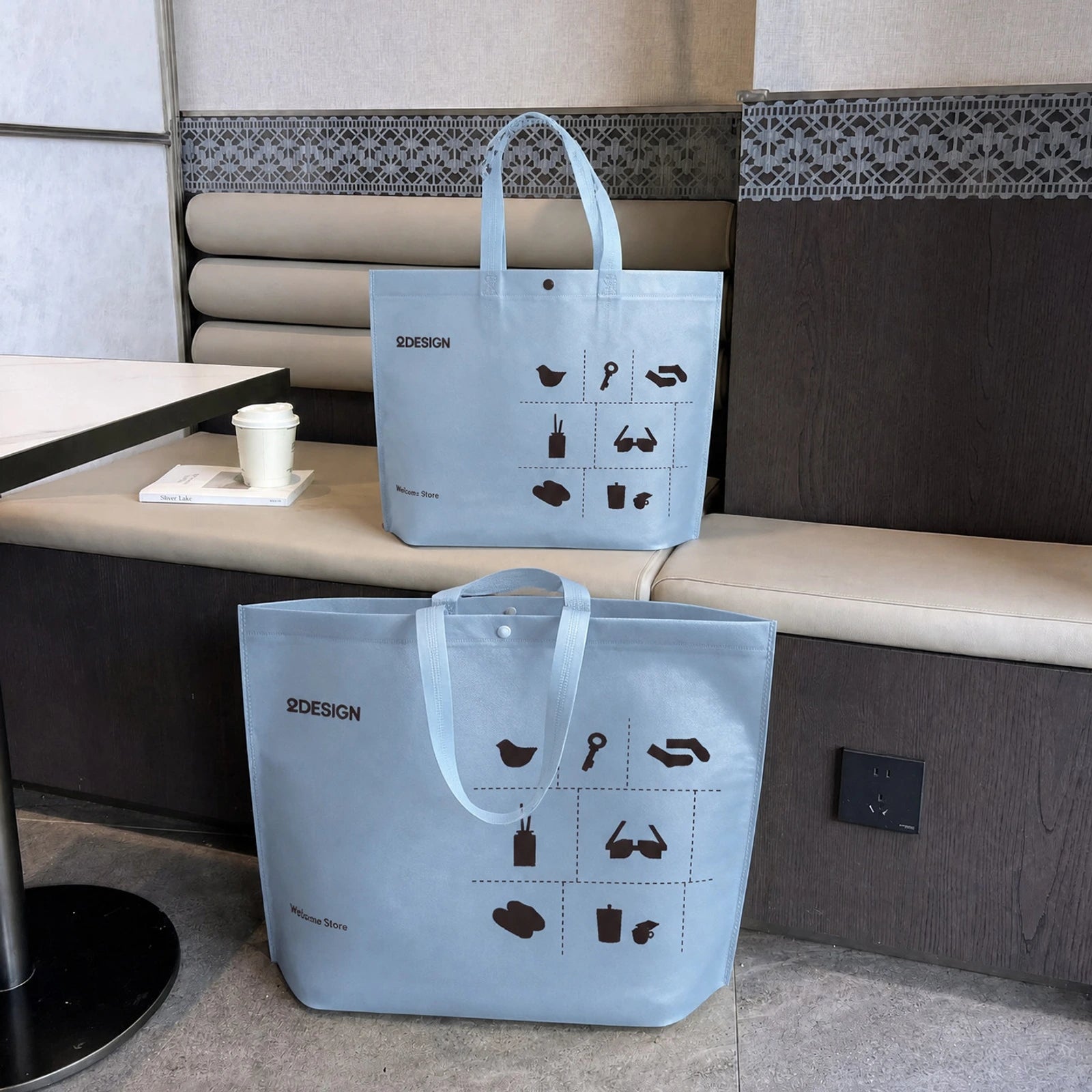 Boutique Non-Woven Tote Bags — 15 Styles — — Haze Blue