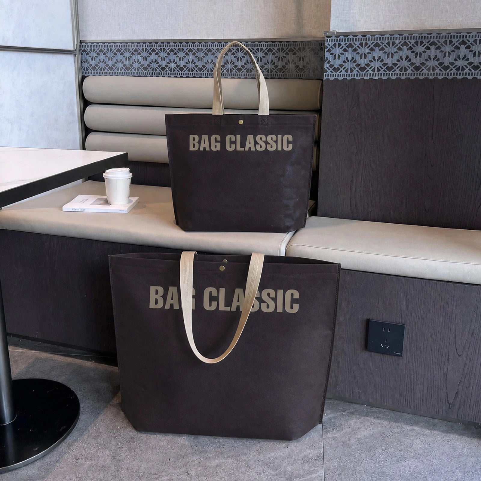 Boutique Non-Woven Tote Bags — 15 Styles — — Latte Brown
