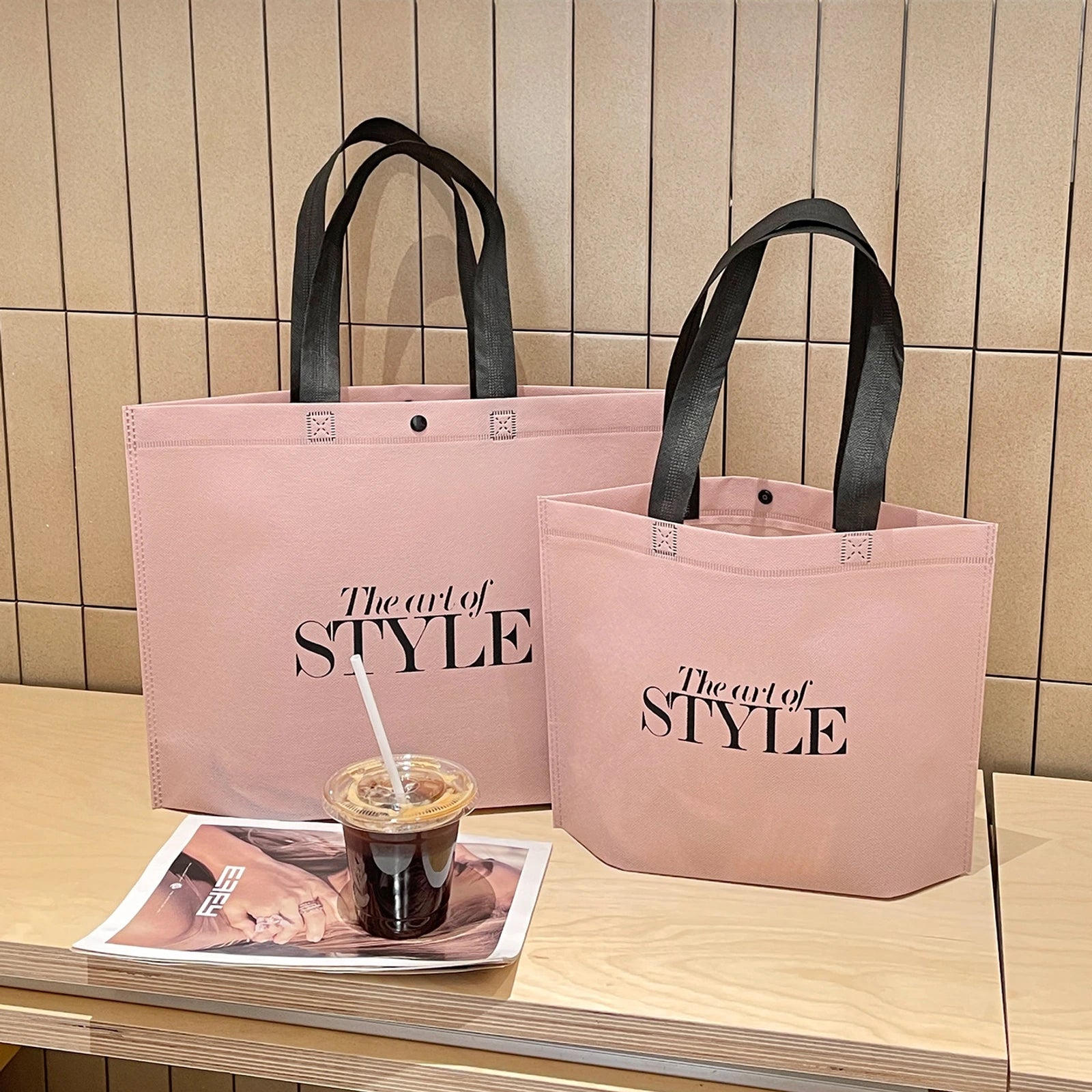 Boutique Non-Woven Tote Bags — 16 Styles — STYLELight Purple Tote Extended Handles Shoulder Carry