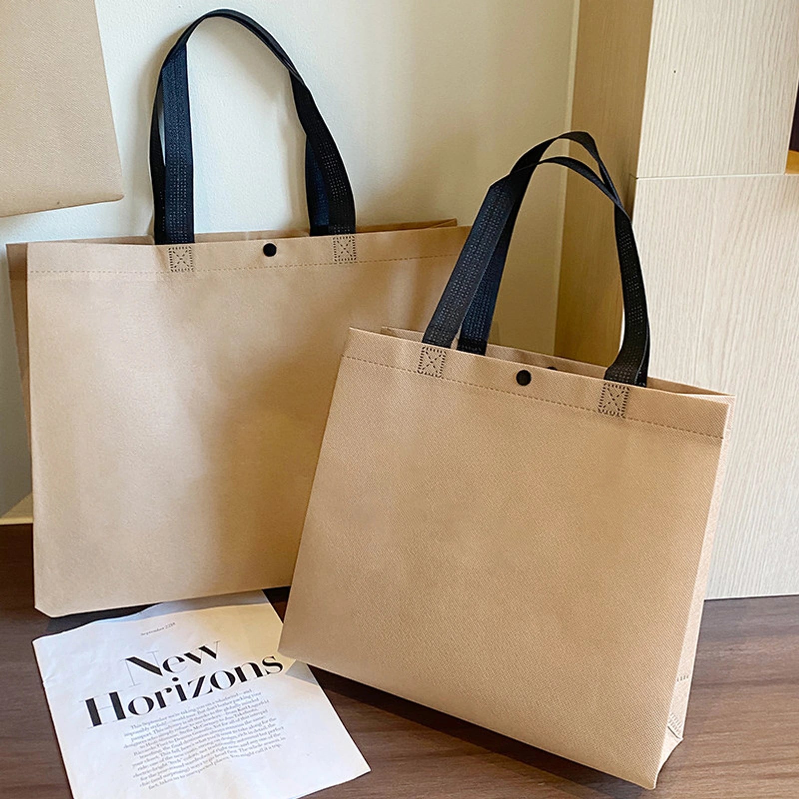 Boutique Non-Woven Tote Bags — 17 Styles — Brown Plain — Extra Large