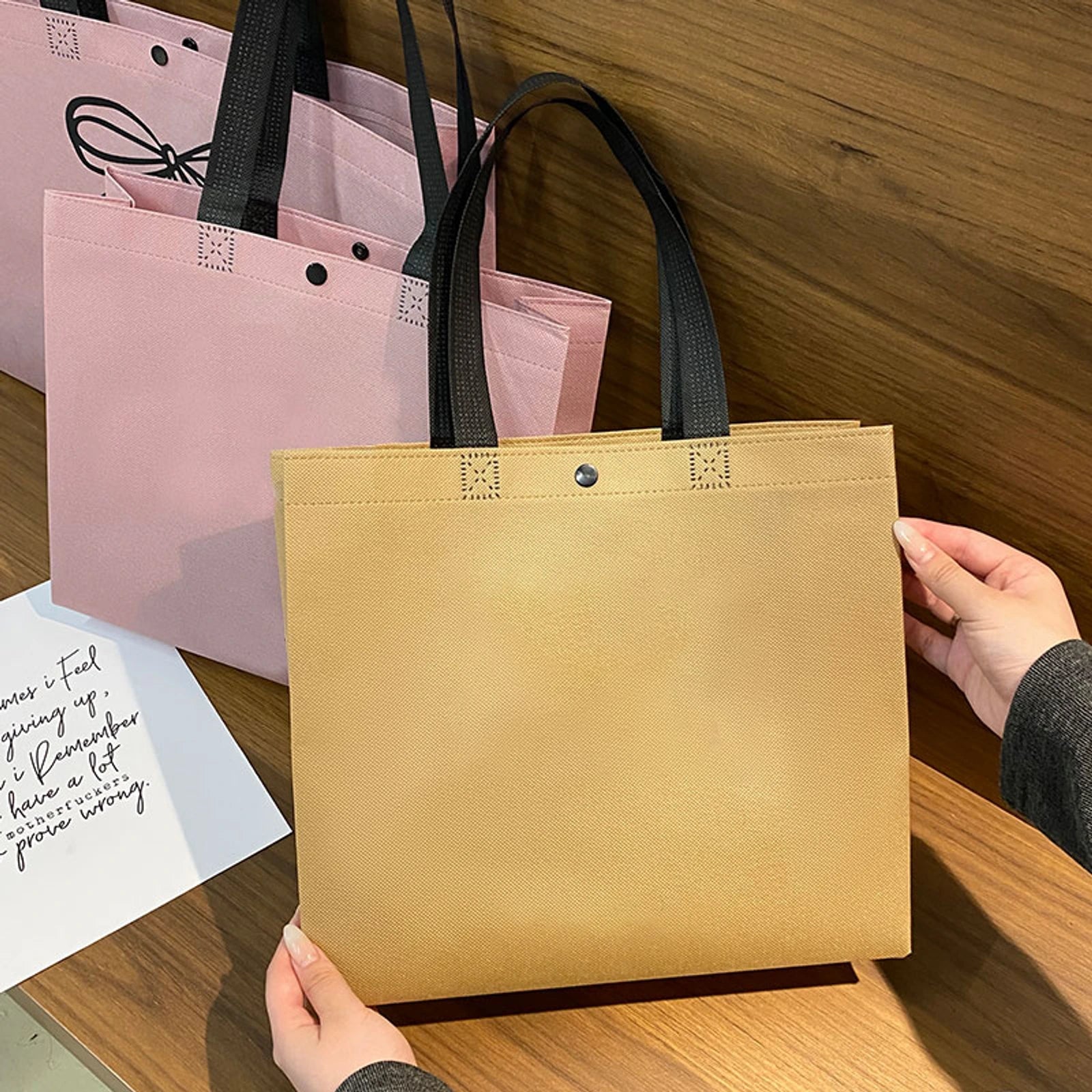 Boutique Non-Woven Tote Bags — 17 Styles — Brown Plain Tote