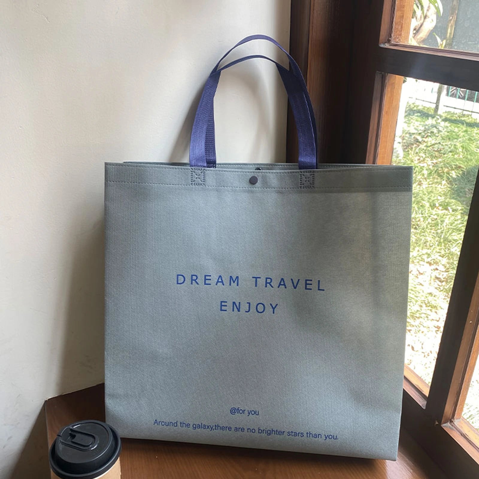 Boutique Non-Woven Tote Bags — 17 Styles — Dream Gray Snap — Closure Shoulder Carry