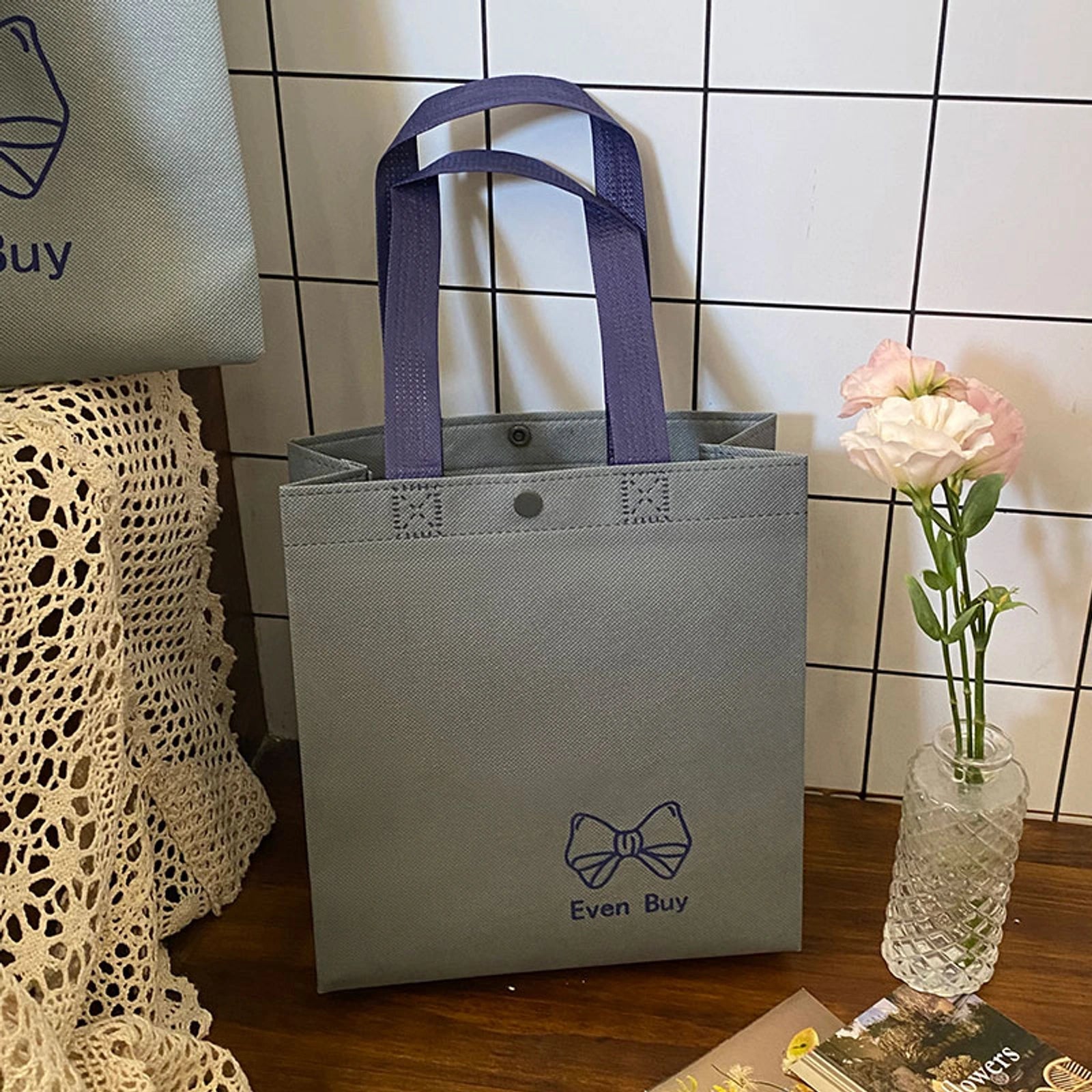 Boutique Non-Woven Tote Bags — 17 Styles — EVENGray Snap — Closure Shoulder Carry