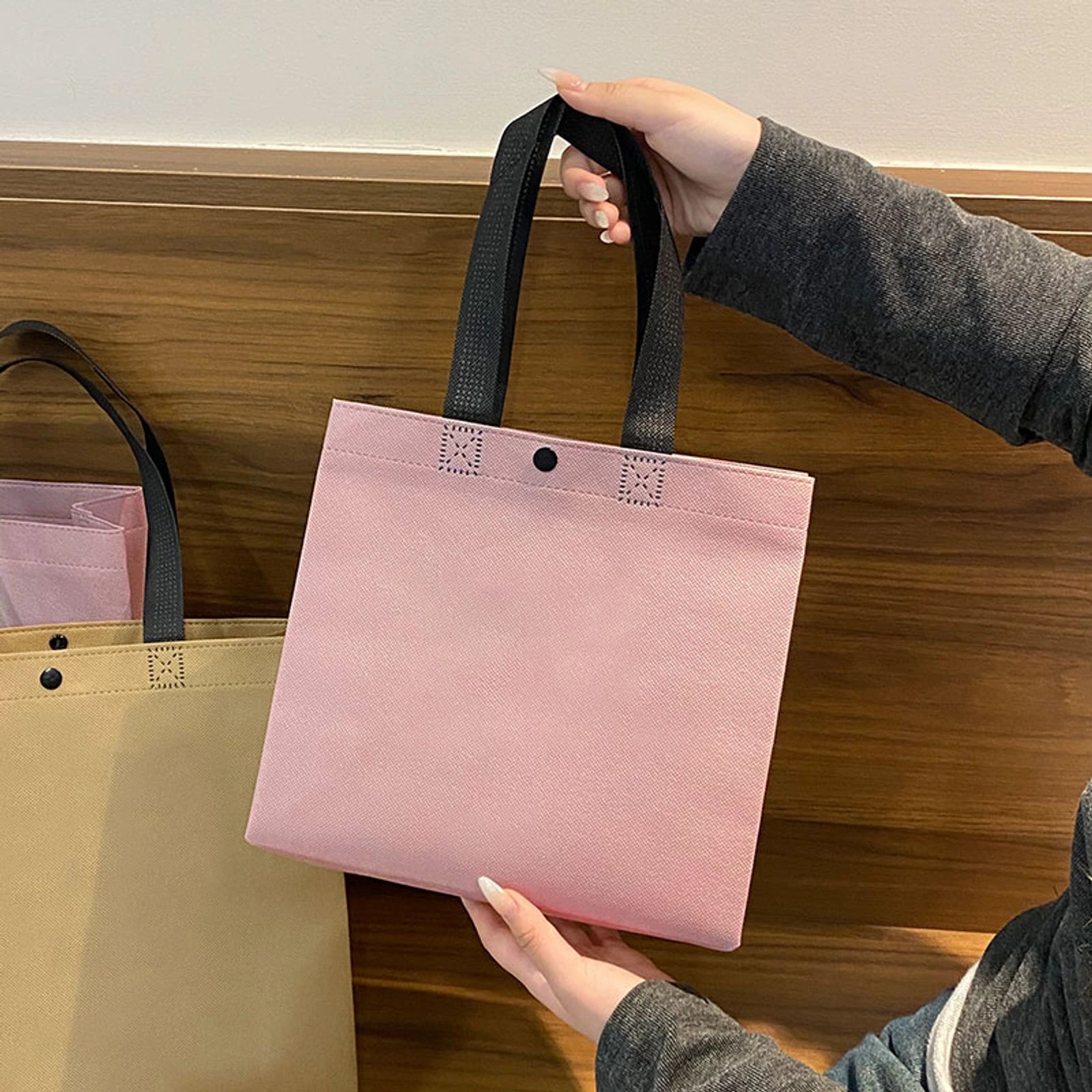 Boutique Non-Woven Tote Bags — 17 Styles — Light Purple Plain Bow Tote