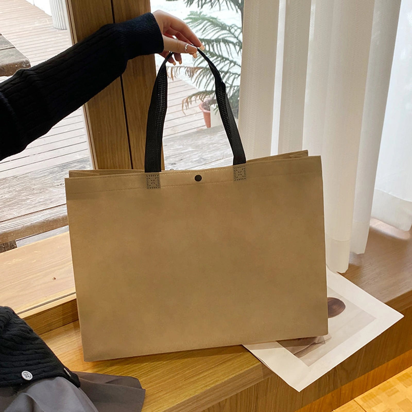 Boutique Non-Woven Tote Bags — 2 Styles — Brown Plain