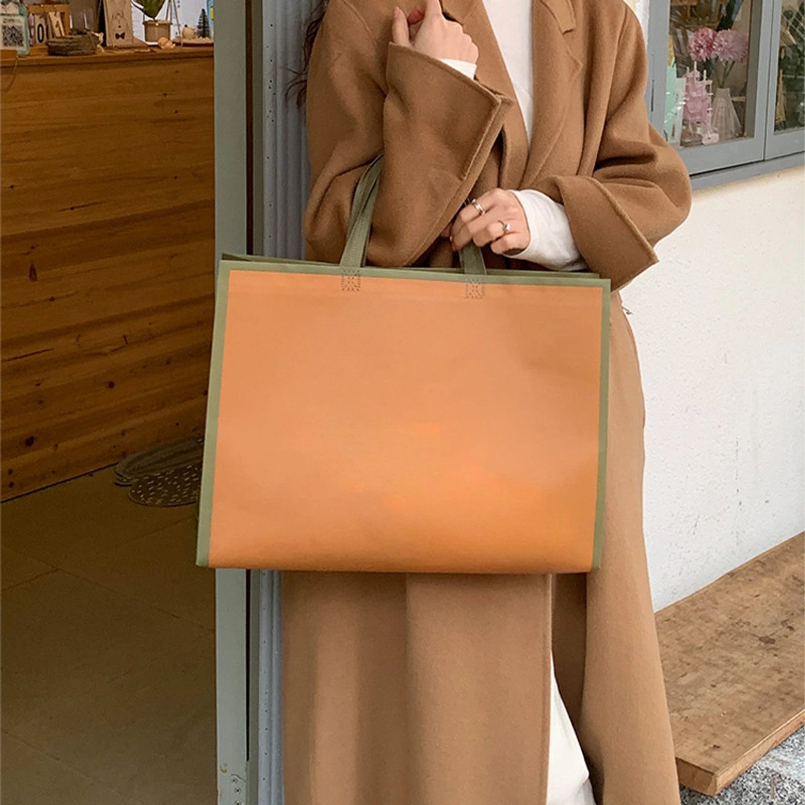 Boutique Non-Woven Tote Bags — 2 Styles — CaramelPlain
