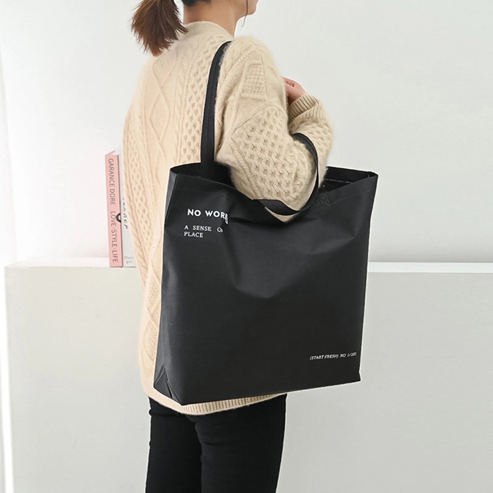 Boutique Non-Woven Tote Bags — 2 Styles — Classic Black