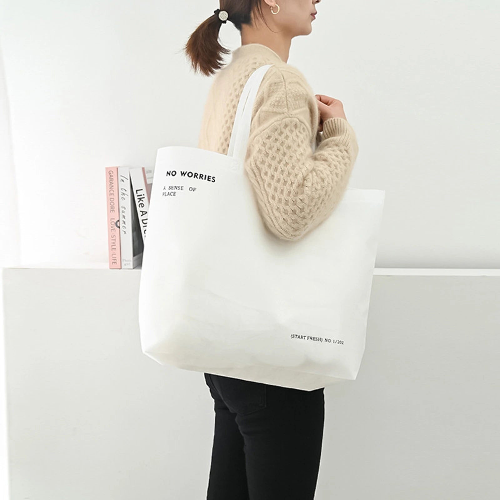 Boutique Non-Woven Tote Bags — 2 Styles — Classic White