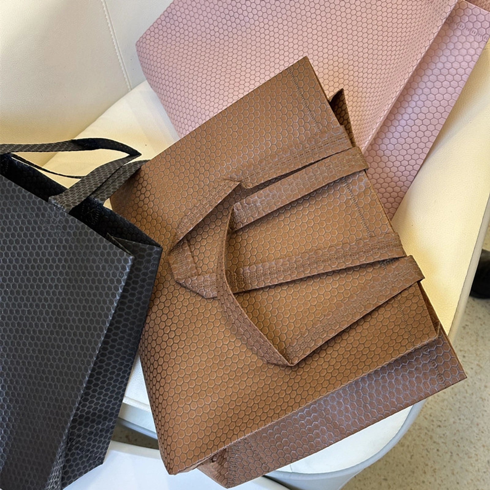 Boutique Non-Woven Tote Bags — 2 Styles — Dark Coffee Brown