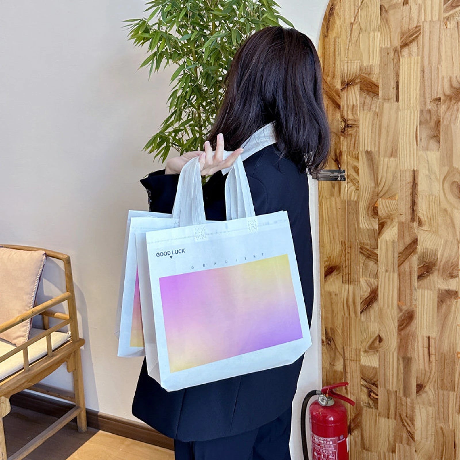 Boutique Non-Woven Tote Bags — 2 Styles — Iridescent Yellow