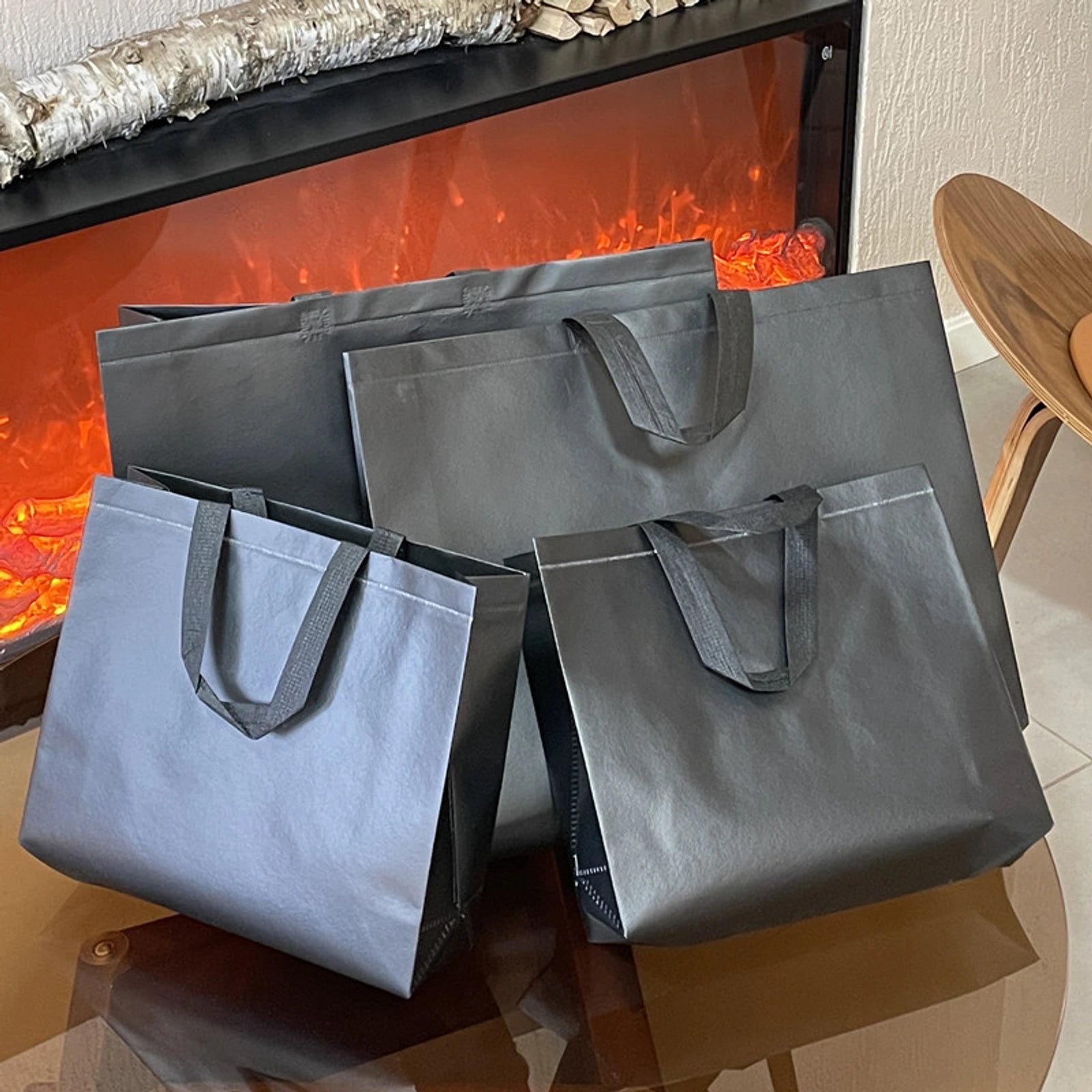 Boutique Non-Woven Tote Bags — 3 Styles — Black
