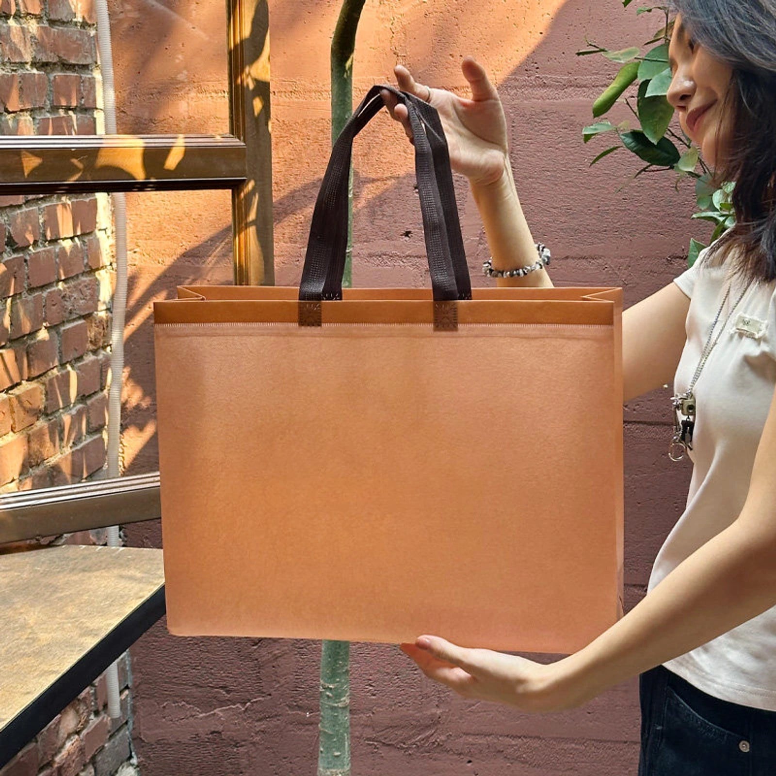 Boutique Non-Woven Tote Bags — 3 Styles — Caramel