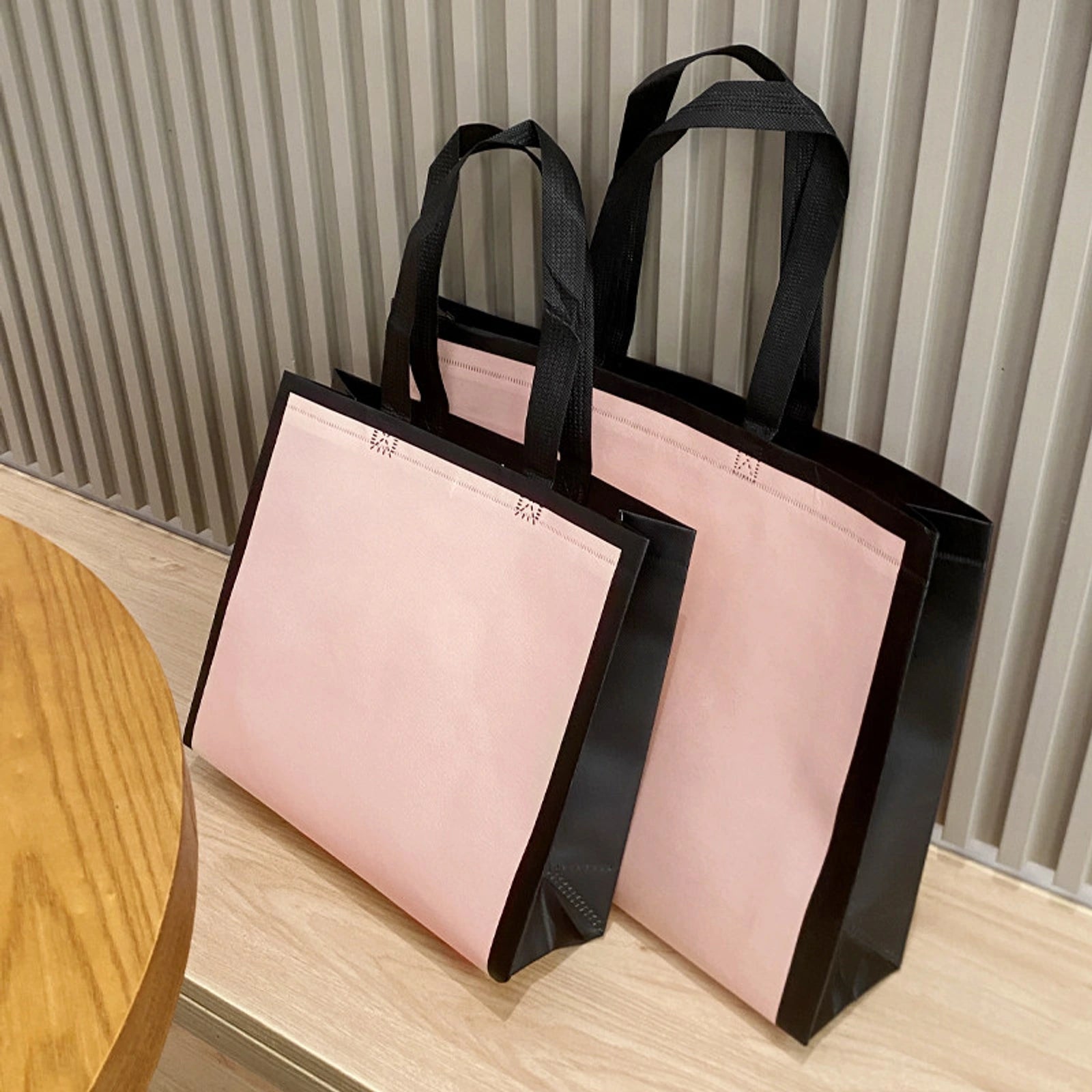 Boutique Non-Woven Tote Bags — 3 Styles — Warm Pink