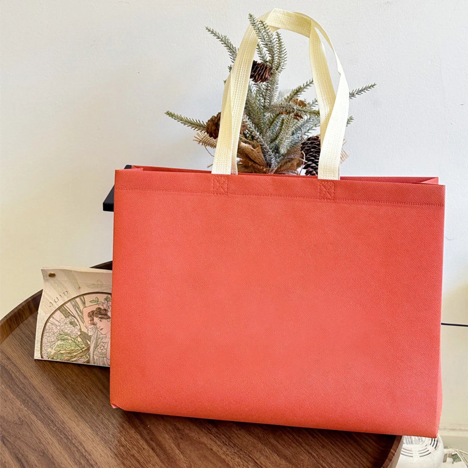 Boutique Non-Woven Tote Bags — 4 Styles — Brick Red