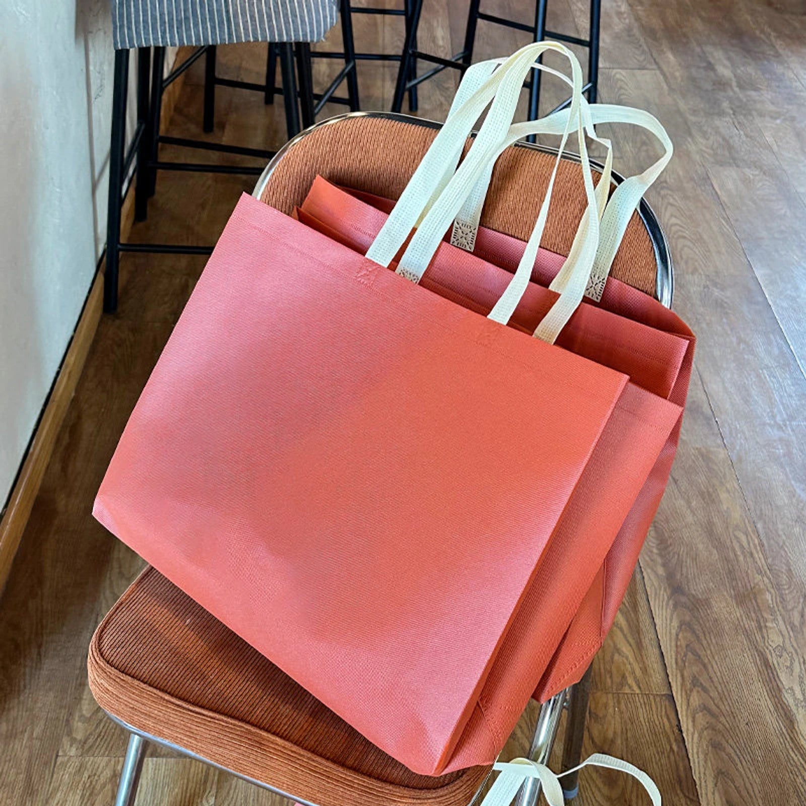 Boutique Non-Woven Tote Bags — 4 Styles — Brick RedPlain