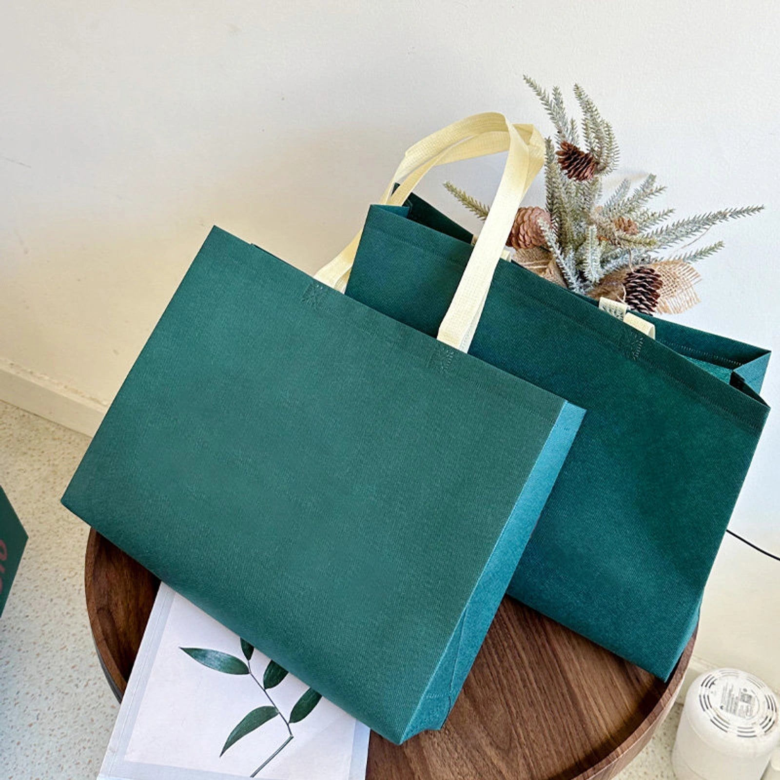 Boutique Non-Woven Tote Bags — 4 Styles — Dark Green