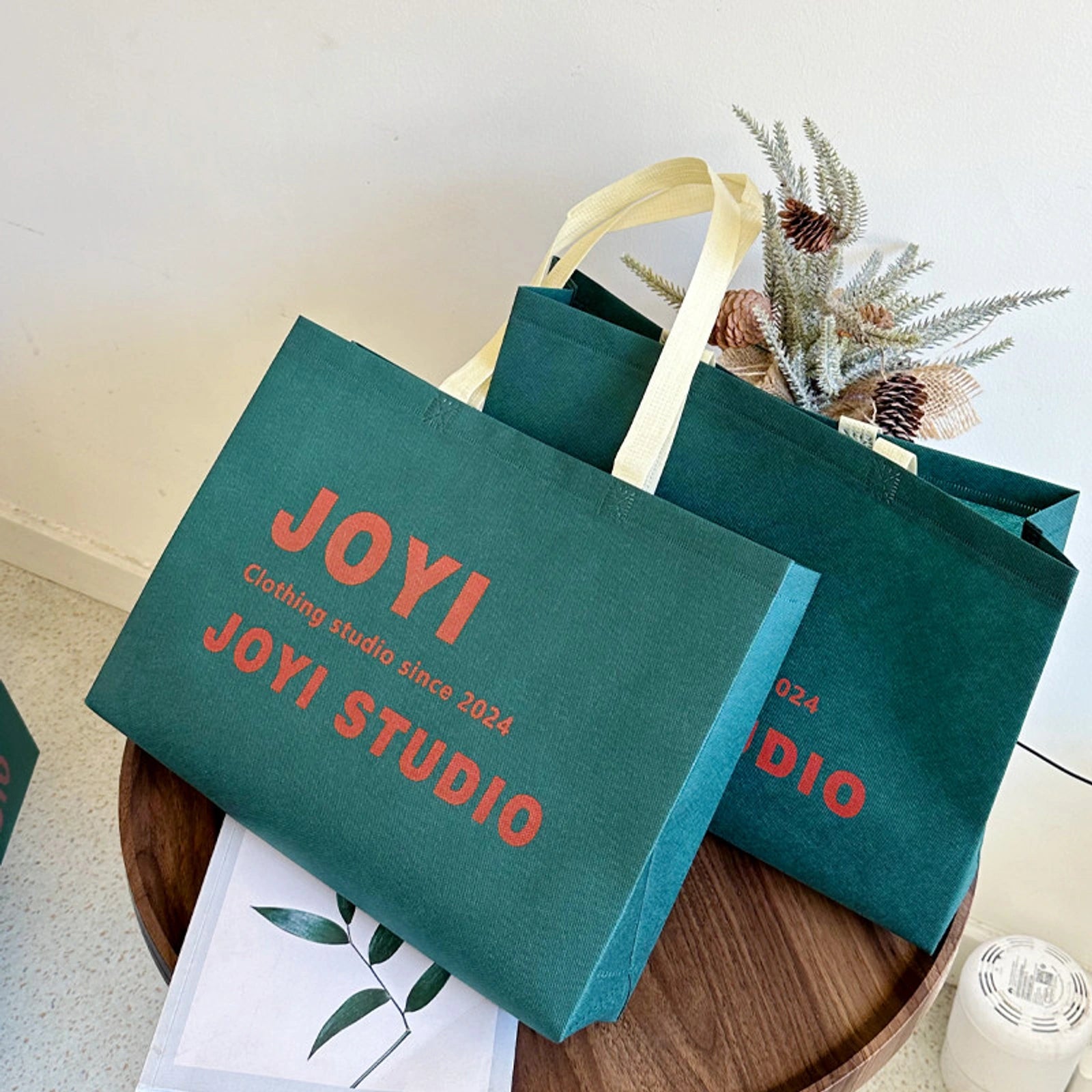 Boutique Non-Woven Tote Bags — 4 Styles — Dark GreenJOYI