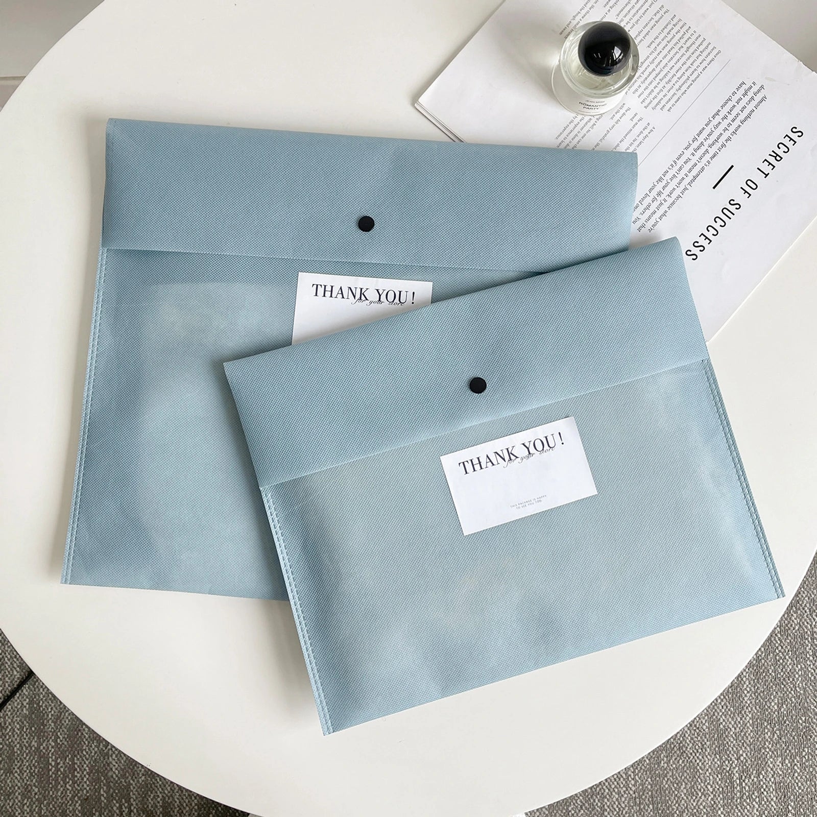 Boutique Non-Woven Tote Bags — 4 Styles — Haze Blue Envelope Bag