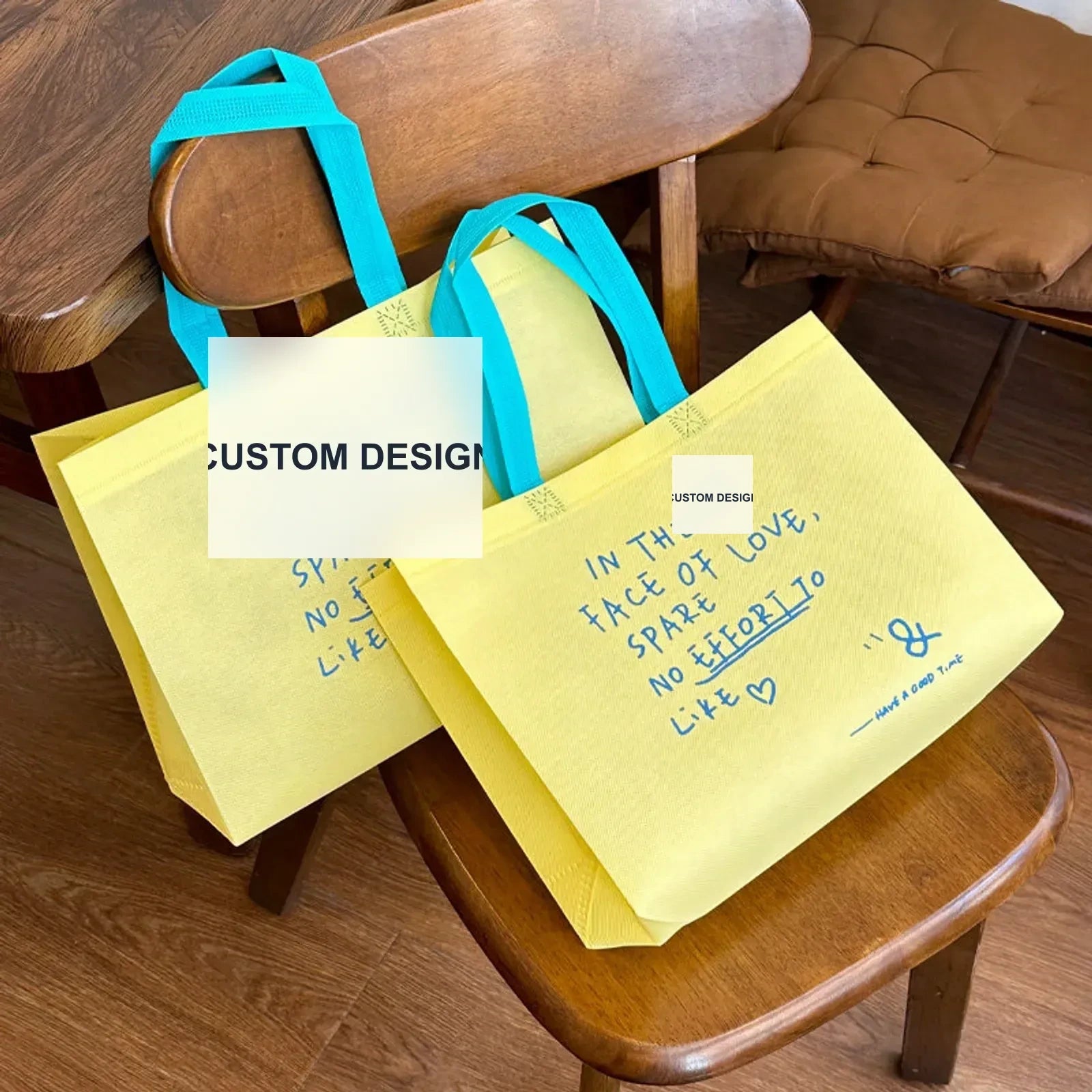 Boutique Non-Woven Tote Bags — 4 Styles — Lemon Yellow — Wish Quote