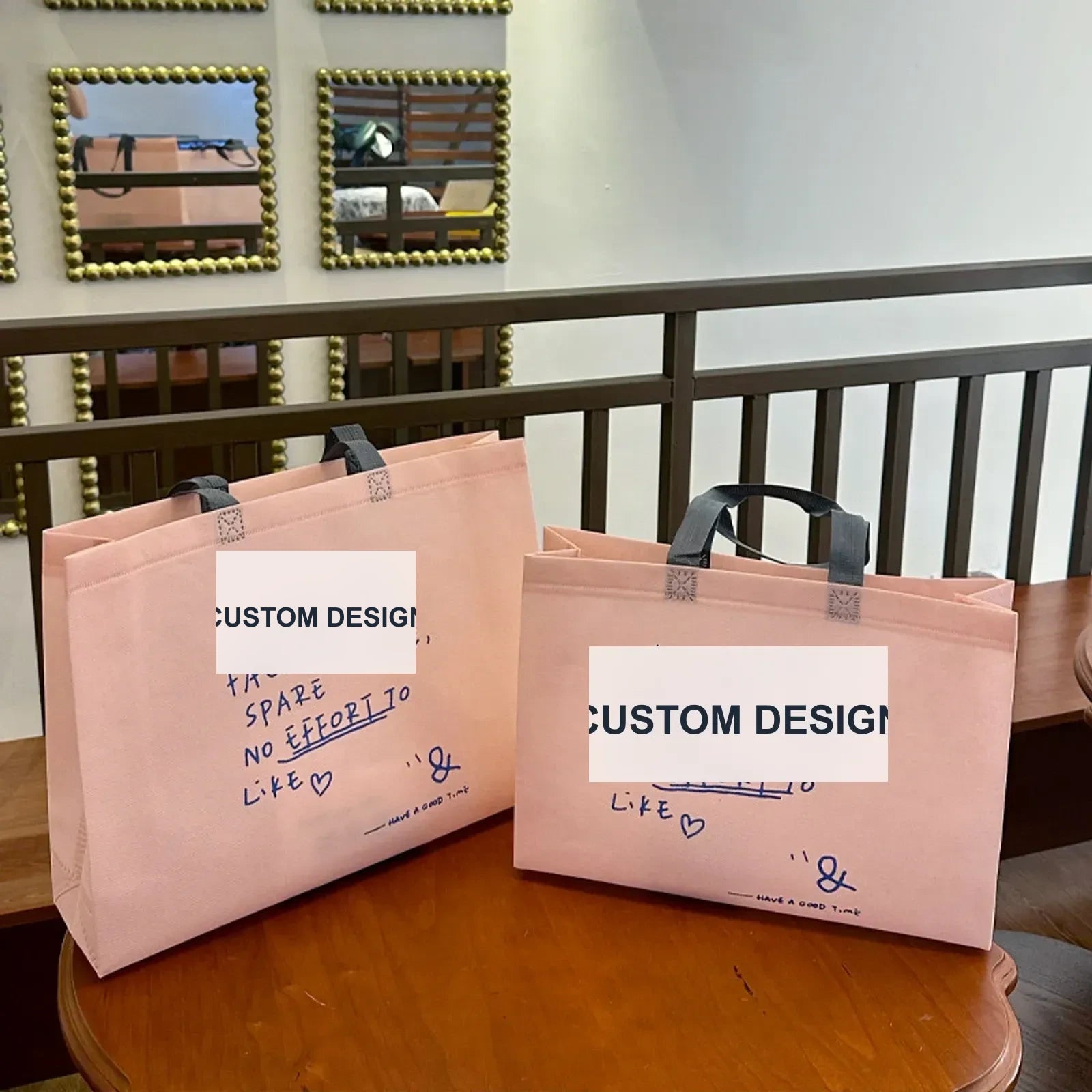 Boutique Non-Woven Tote Bags — 4 Styles — Light PinkQuote