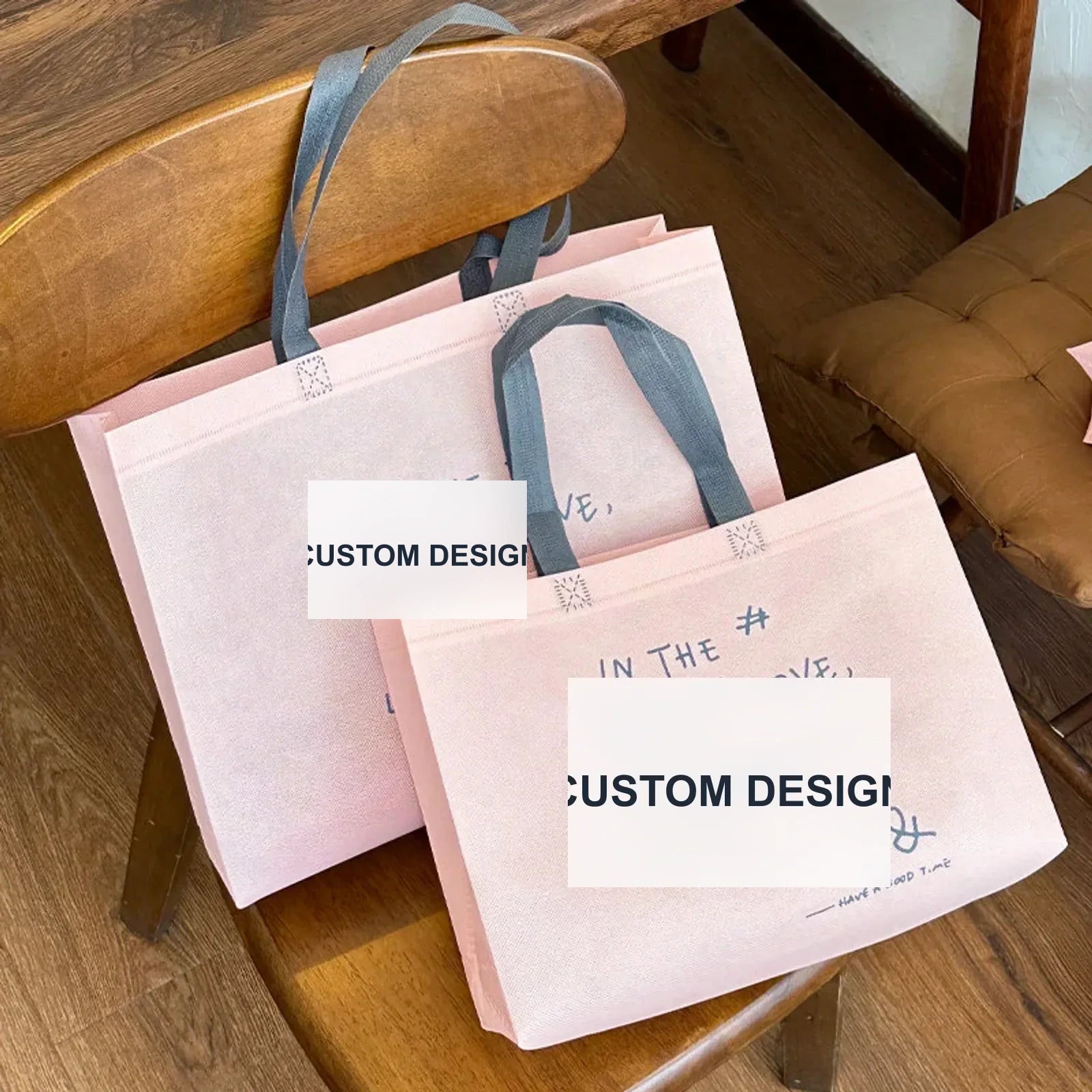 Boutique Non-Woven Tote Bags — 4 Styles — Sakura Pink — Wish Quote