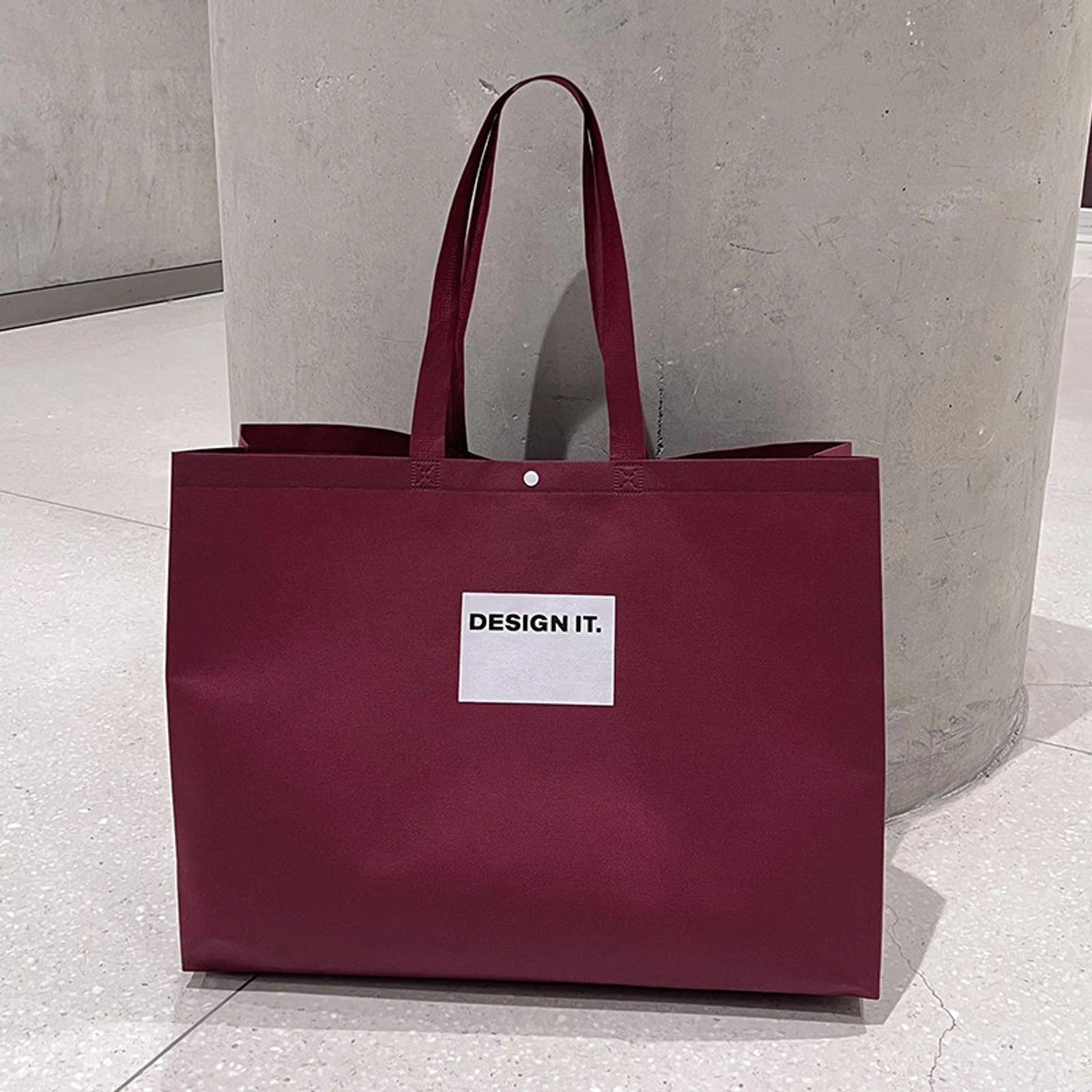 Boutique Non-Woven Tote Bags — 5 Styles — Ancora Red with White Block
