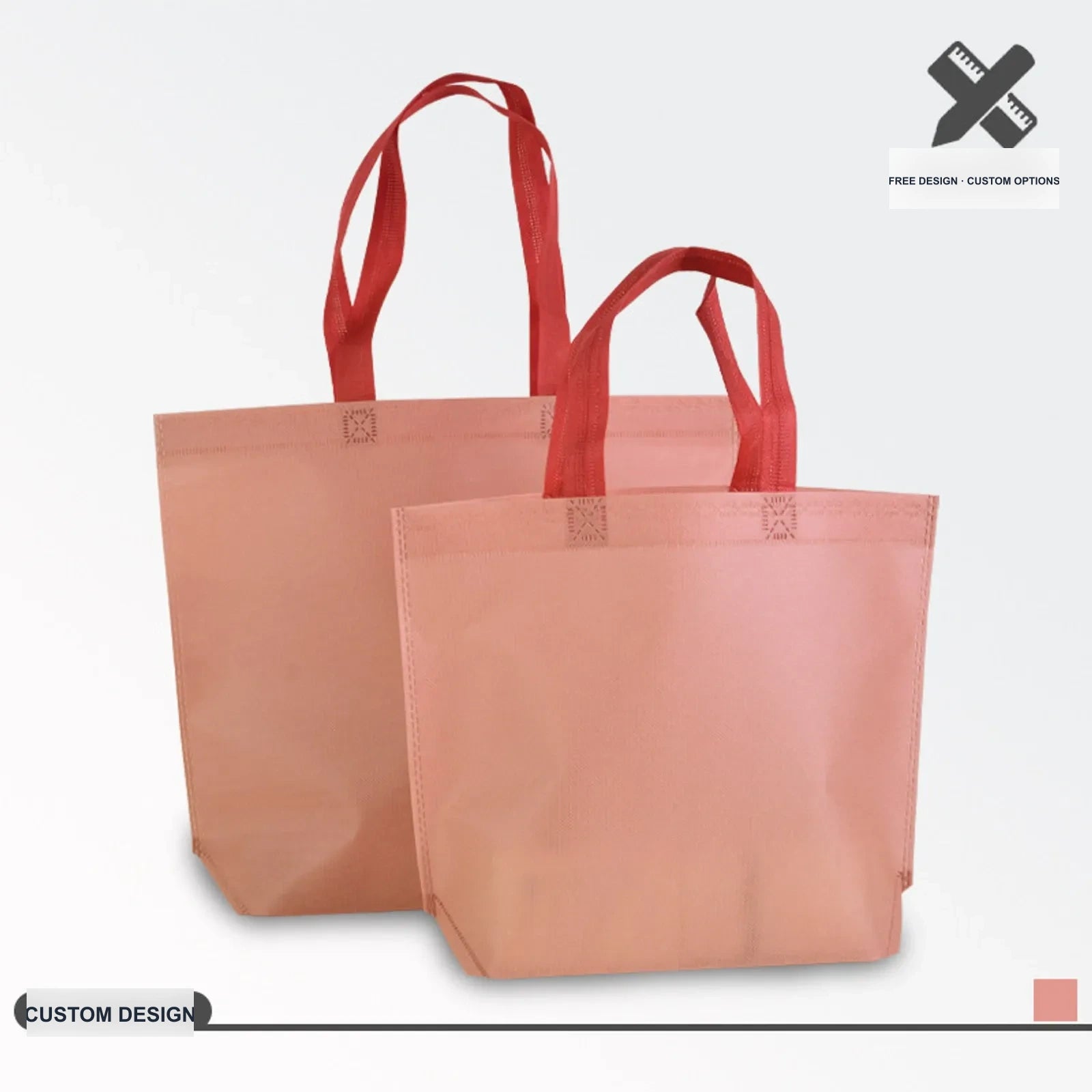 Boutique Non-Woven Tote Bags — 5 Styles — Blush Pink