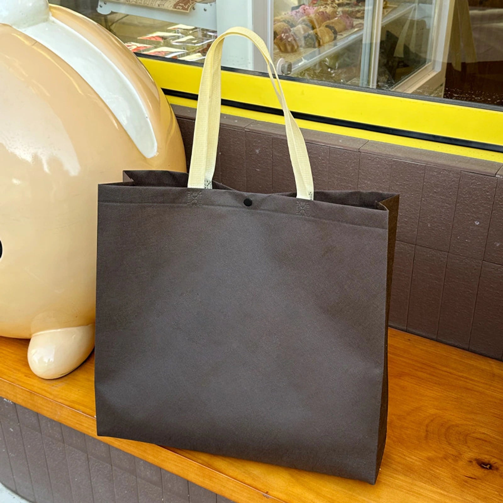 Boutique Non-Woven Tote Bags — 5 Styles — Coffee BrownPlain