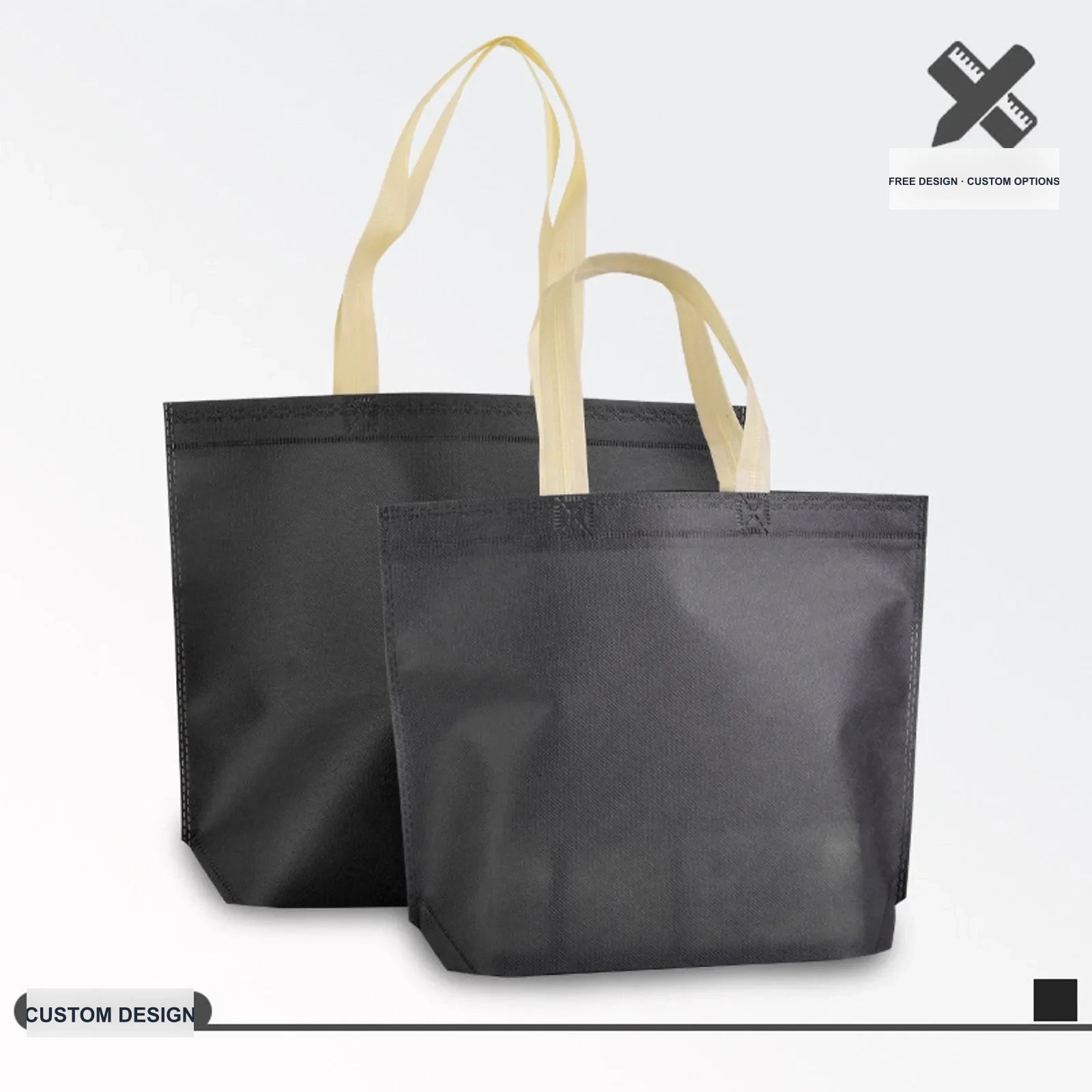 Boutique Non-Woven Tote Bags — 5 Styles — Dark Gray