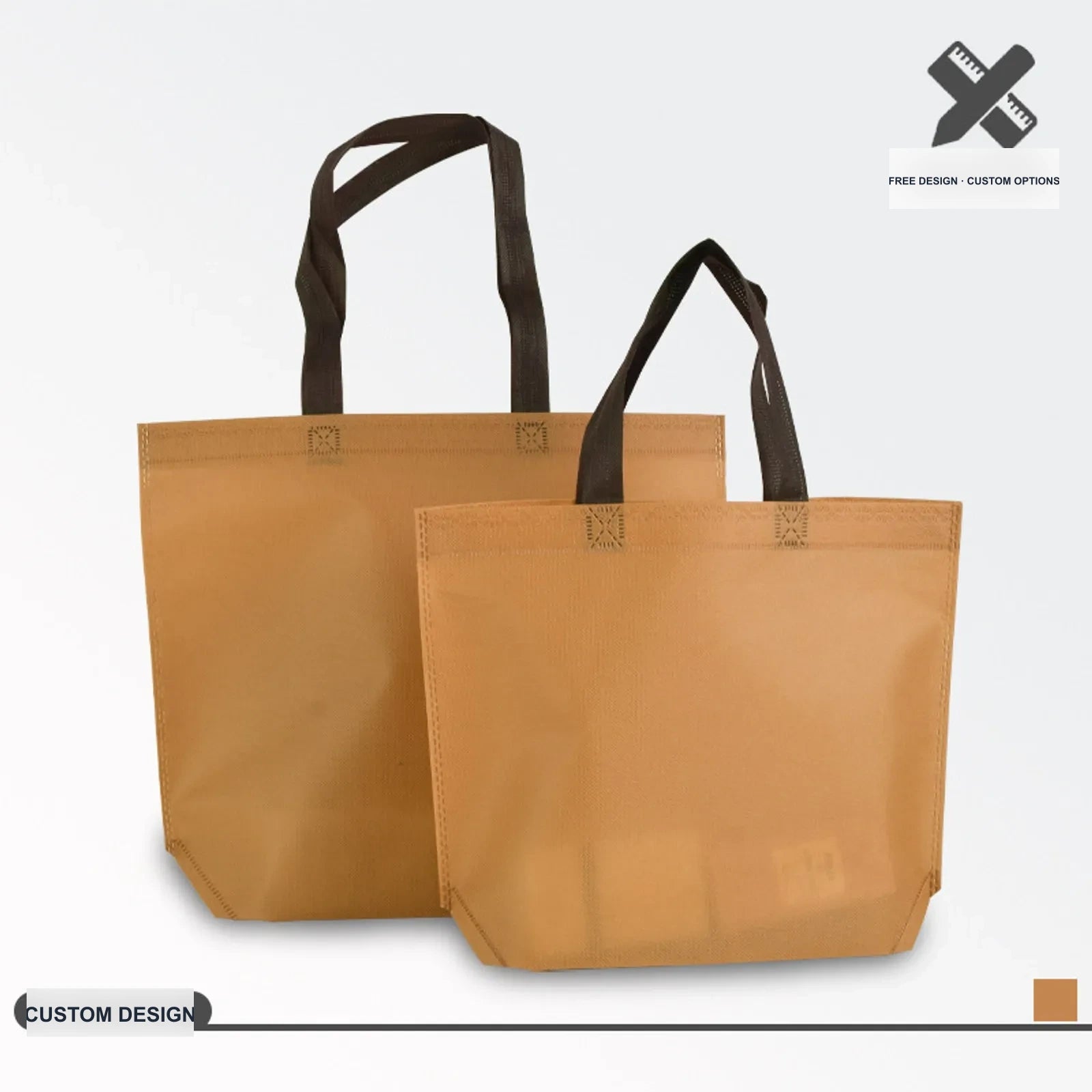 Boutique Non-Woven Tote Bags — 5 Styles — Khaki