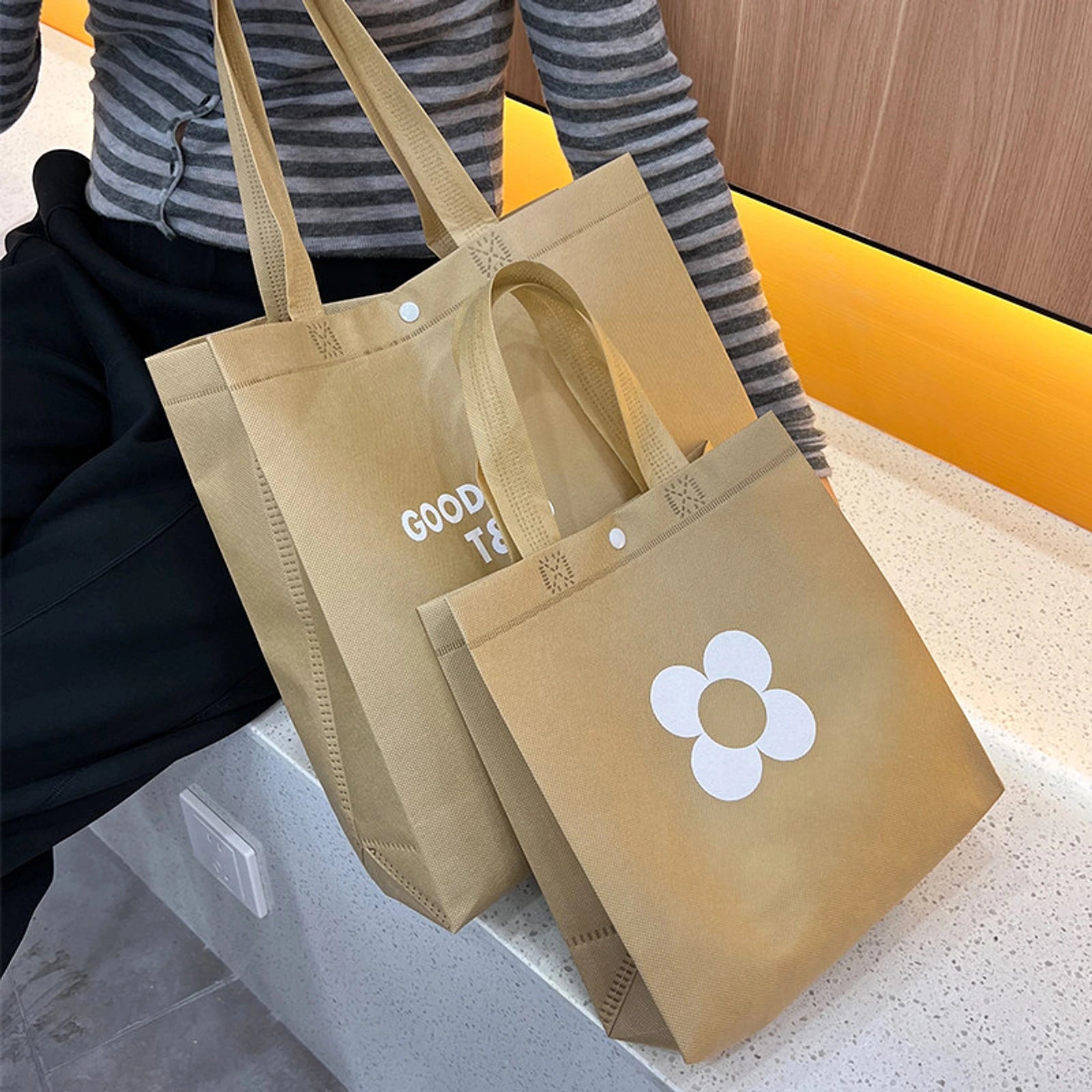 Boutique Non-Woven Tote Bags — 5 Styles — Khaki