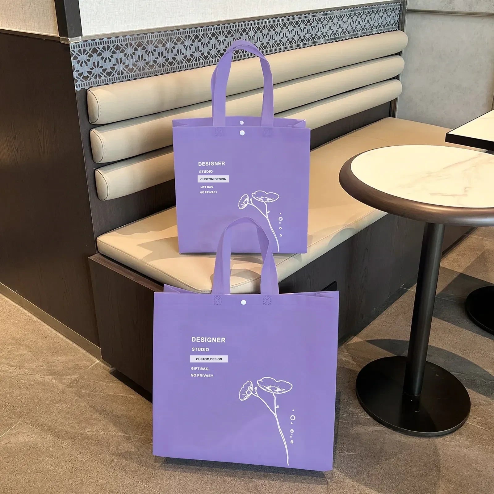 Boutique Non-Woven Tote Bags — 5 Styles — Wisteria Purple
