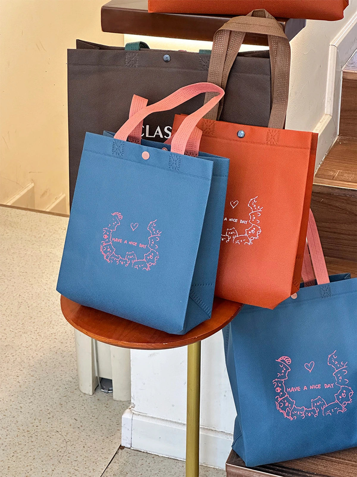 Boutique Non-Woven Tote Bags — 6 Cat & Plain Styles product view 1