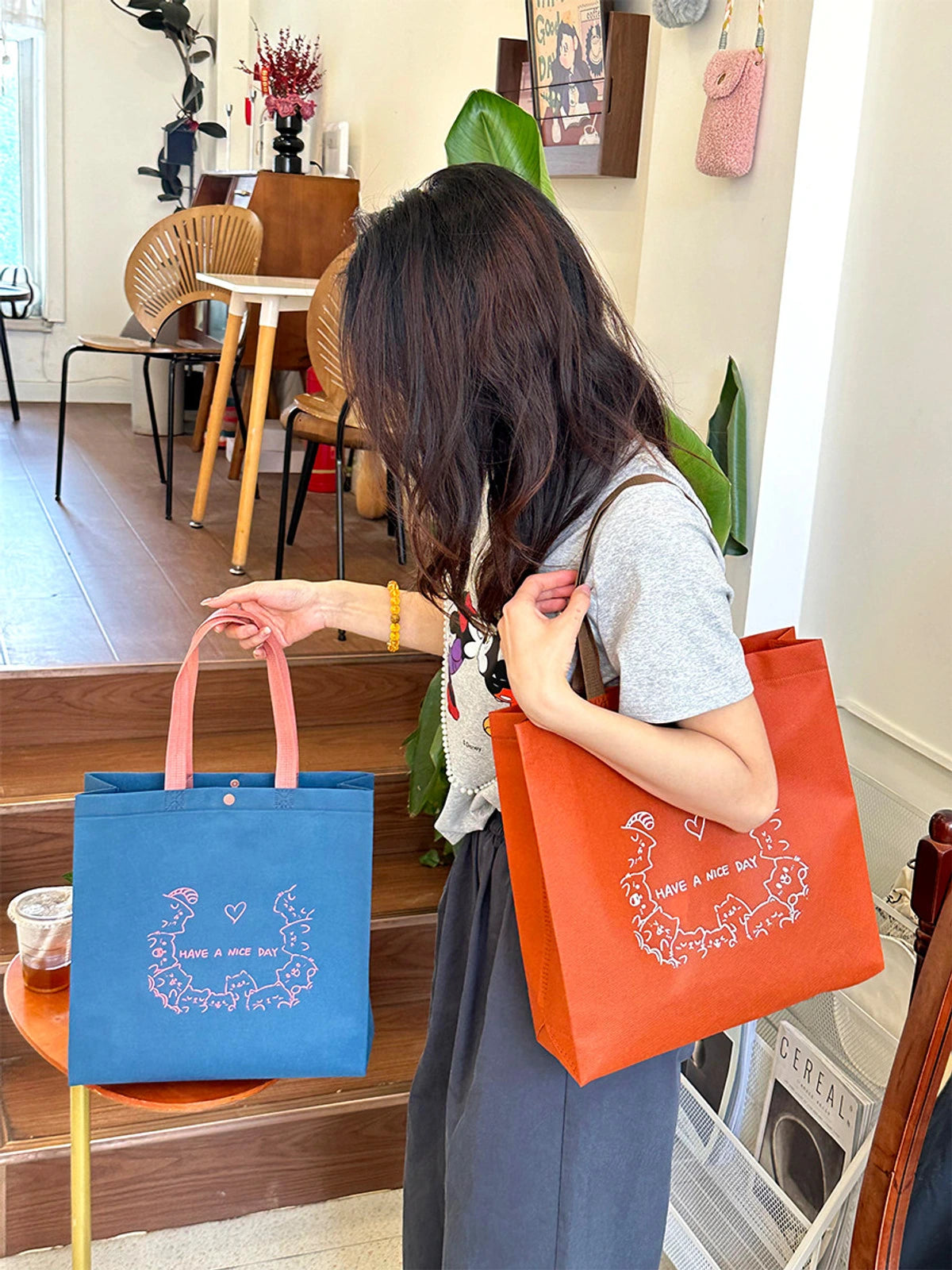 Boutique Non-Woven Tote Bags — 6 Cat & Plain Styles product view 2