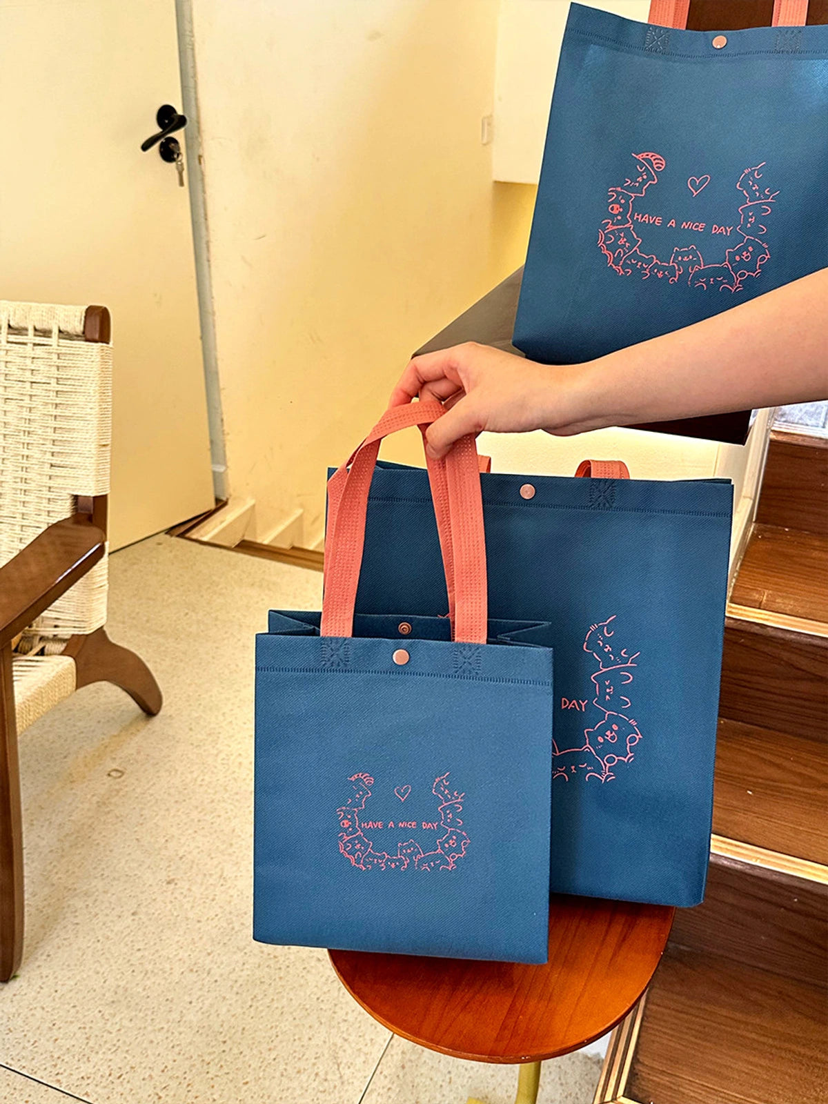 Boutique Non-Woven Tote Bags — 6 Cat & Plain Styles product view 4