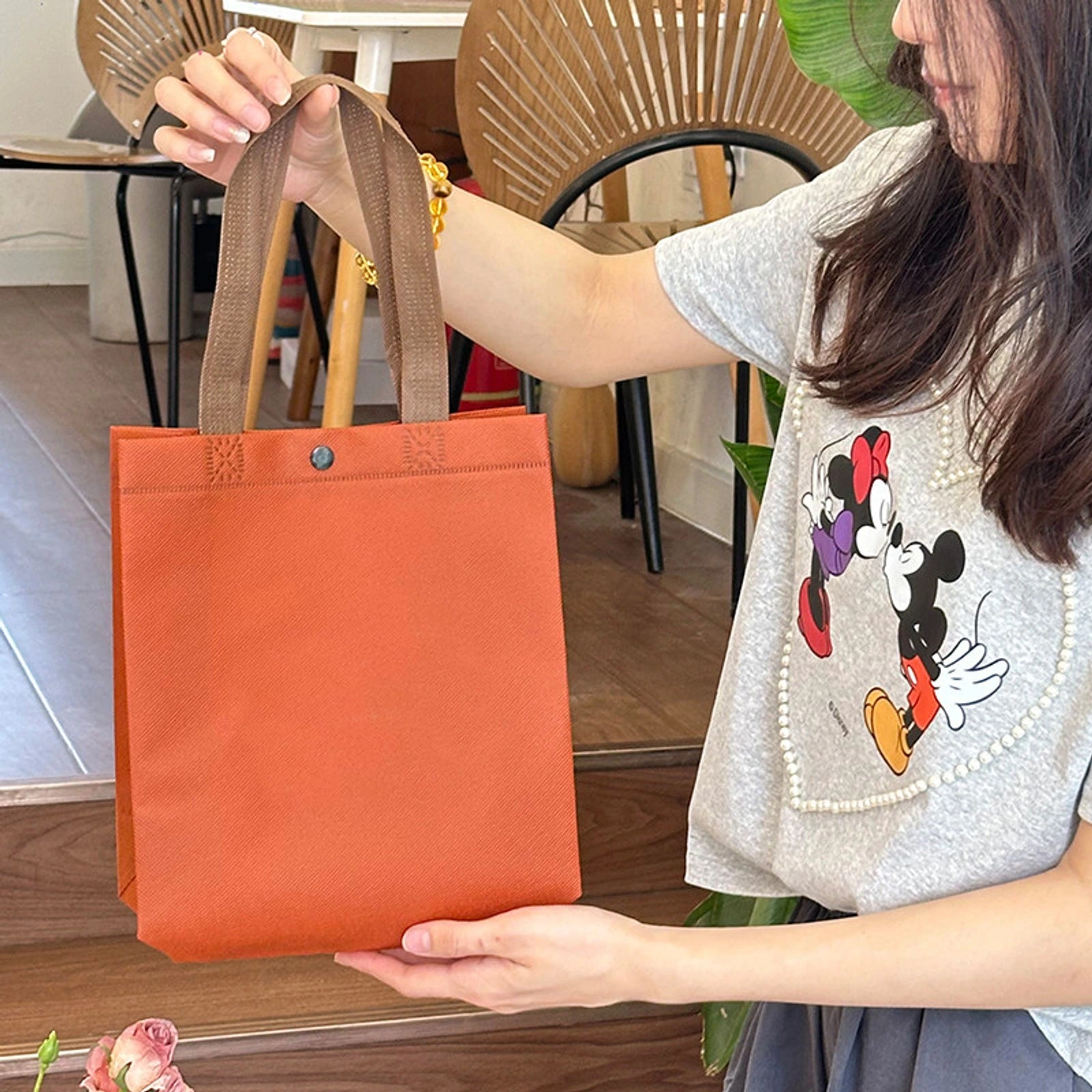 Boutique Non-Woven Tote Bags — 6 Cat & Plain Styles — Crimson Plain