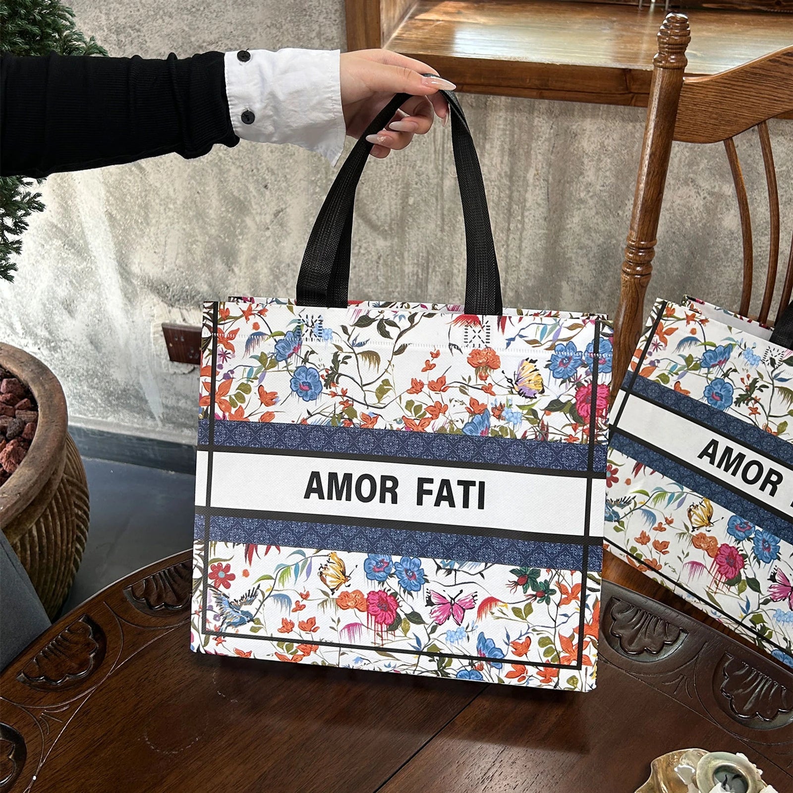 Boutique Non-Woven Tote Bags — 6 Styles — Colorful Floral Print Laminated