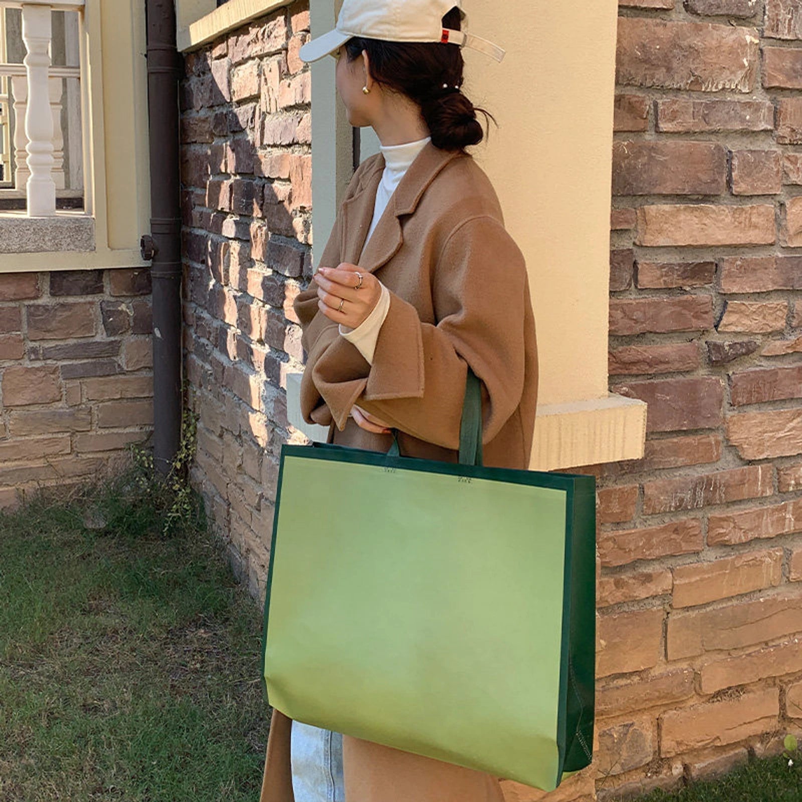 Boutique Non-Woven Tote Bags — 6 Styles — Green Plain