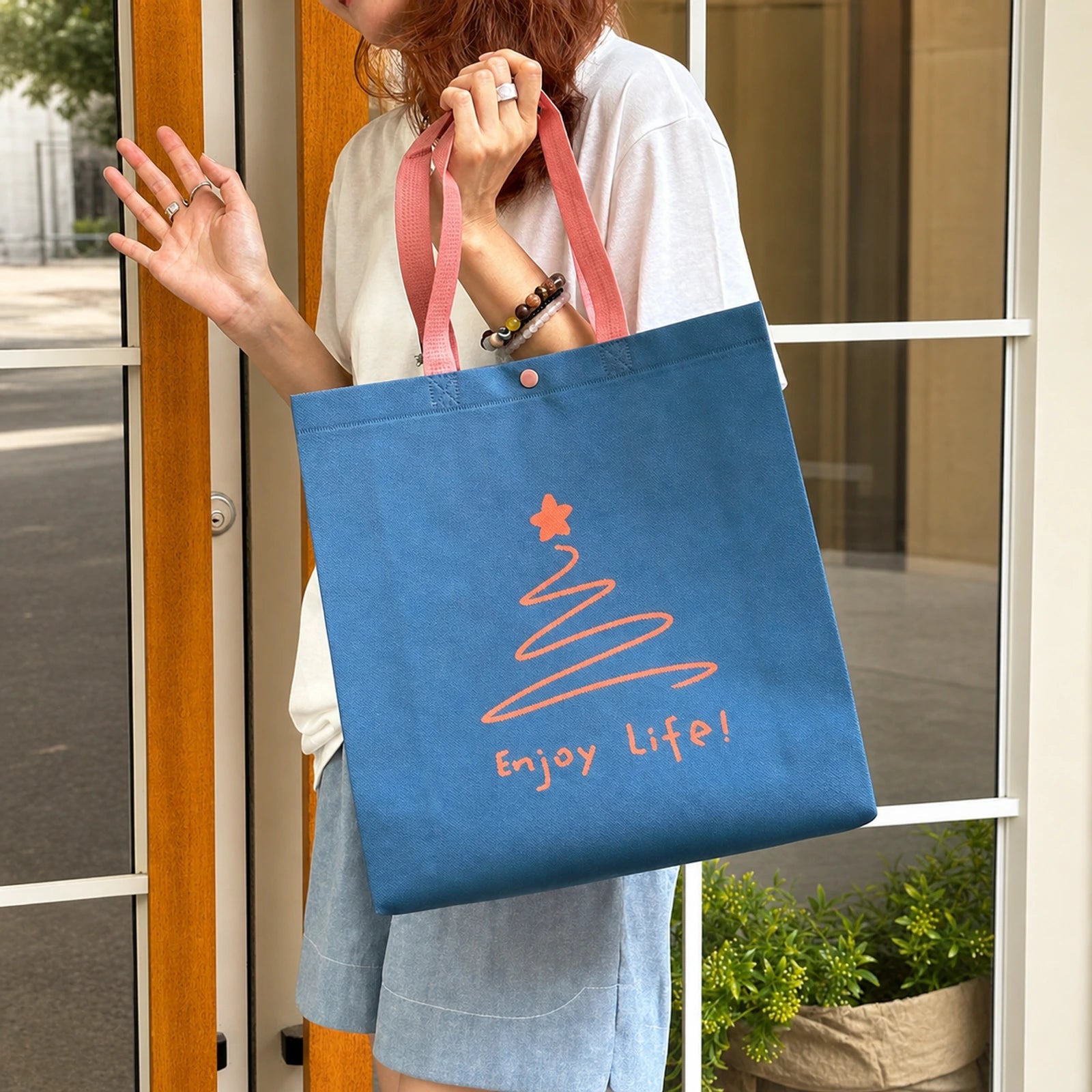 Boutique Non-Woven Tote Bags — 6 Styles — Haze Blue Print