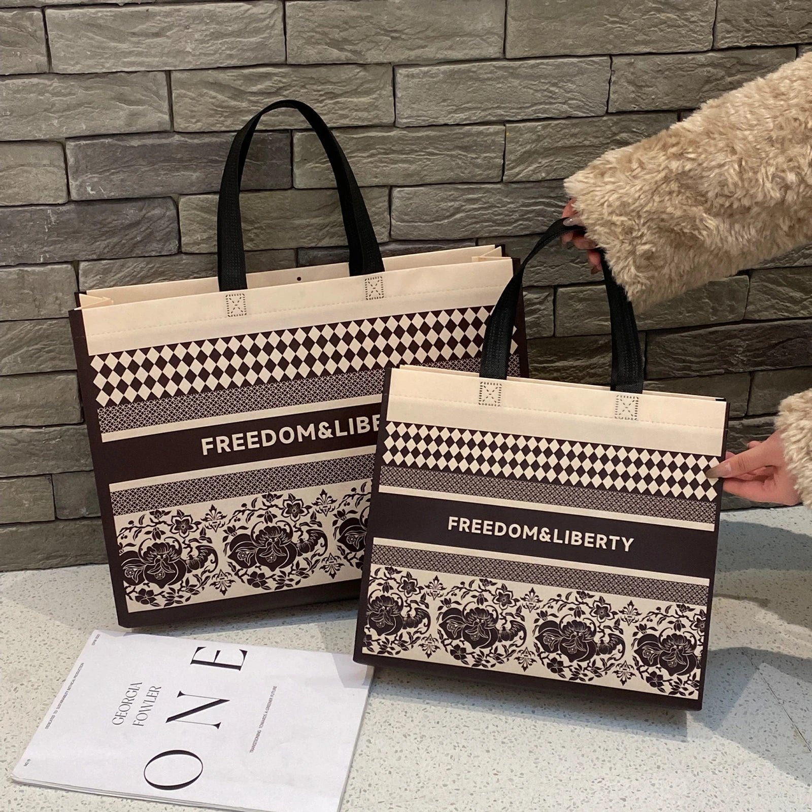 Boutique Non-Woven Tote Bags — 6 Styles — Ivory Laminated