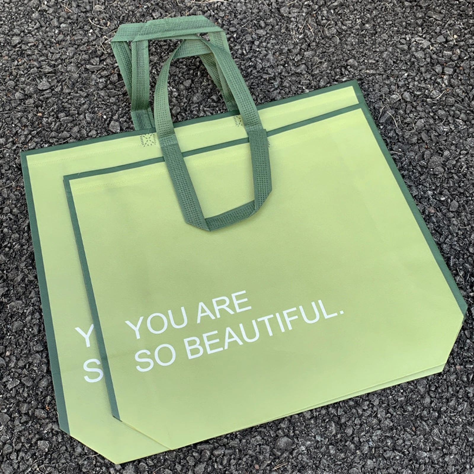Boutique Non-Woven Tote Bags — 6 Styles — Light Green