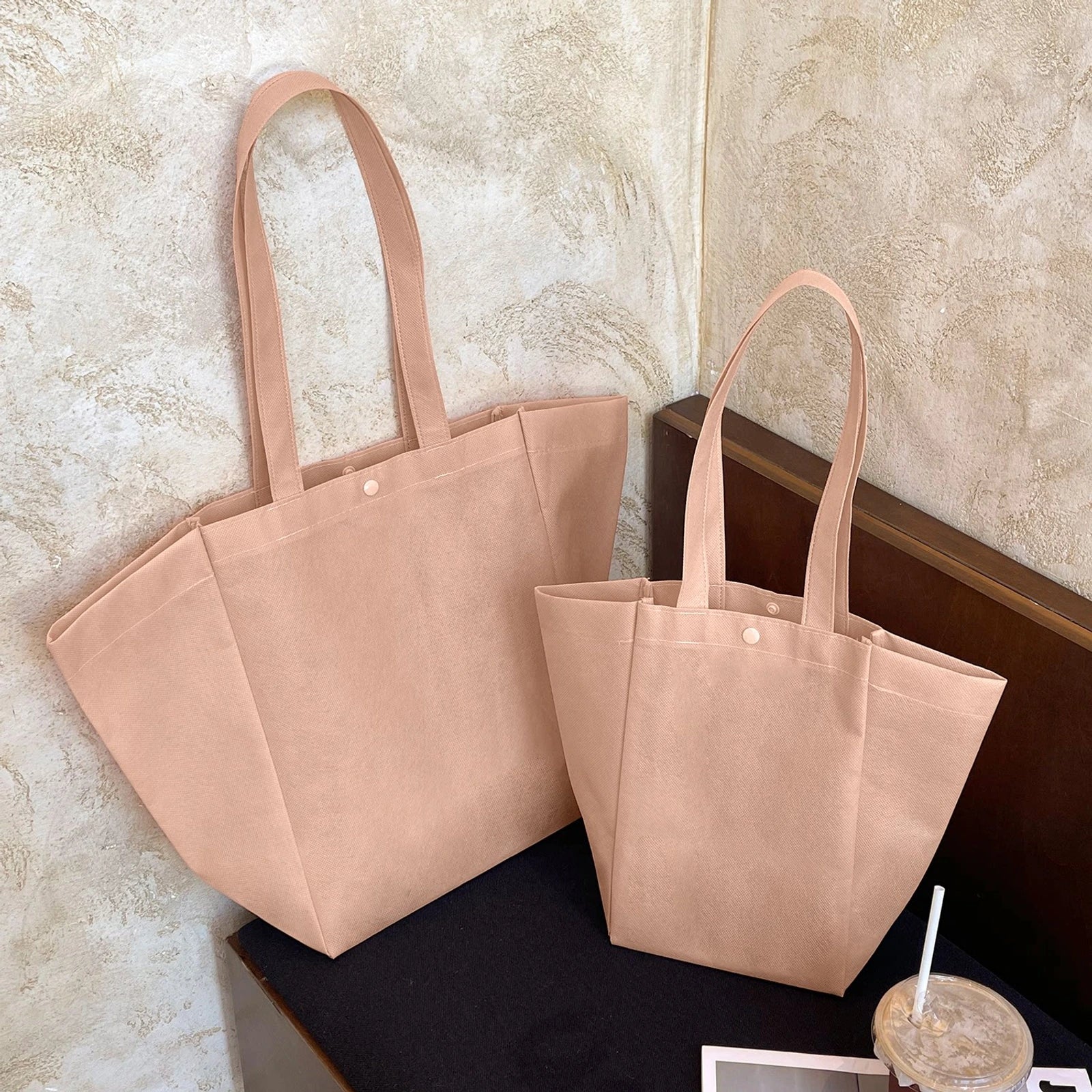 Boutique Non-Woven Tote Bags — 6 Styles — Light Pink Tote