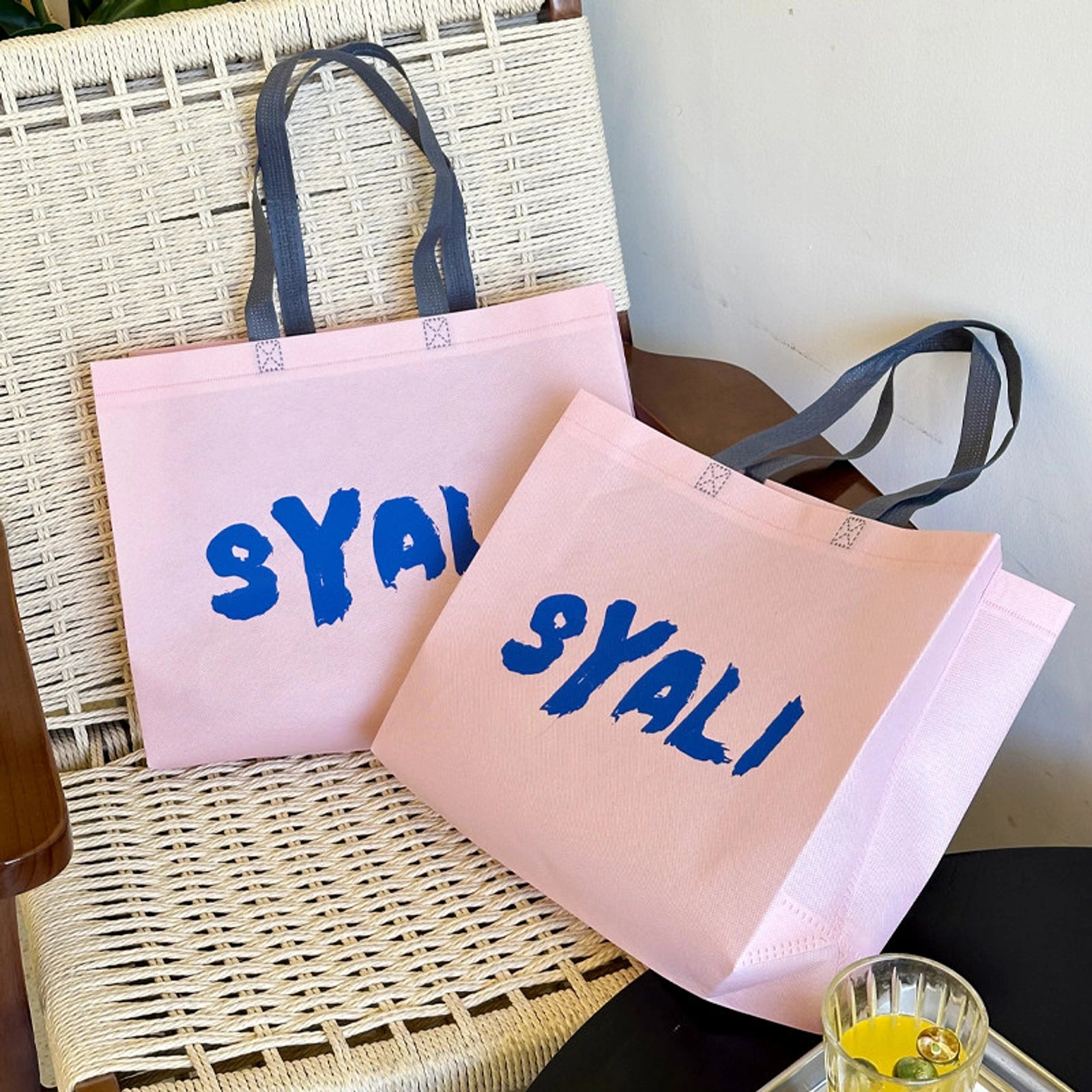 Boutique Non-Woven Tote Bags — 6 Styles — Sakura Pink — SYALI