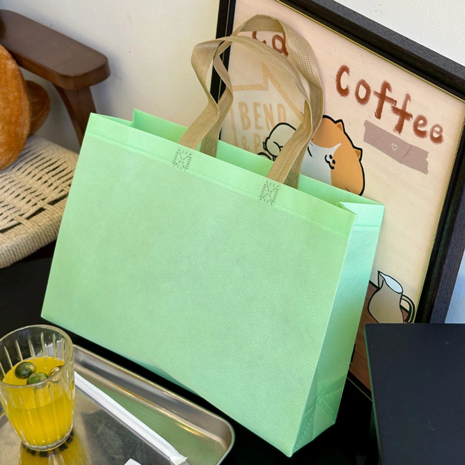 Boutique Non-Woven Tote Bags — 6 Styles — Teal GreenPlain