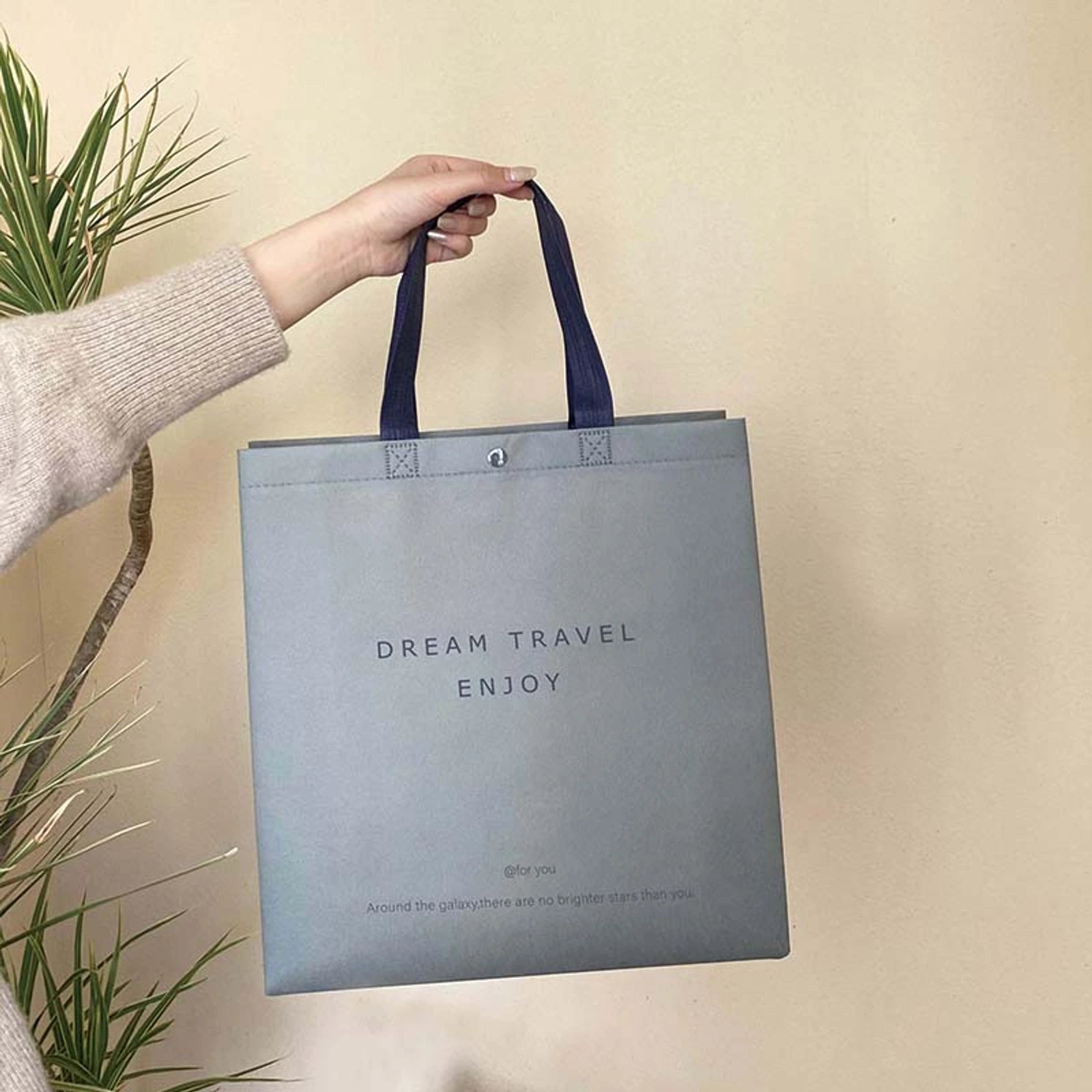Boutique Non-Woven Tote Bags — 7 Styles — Dream Gray Snap — Closure Shoulder Carry