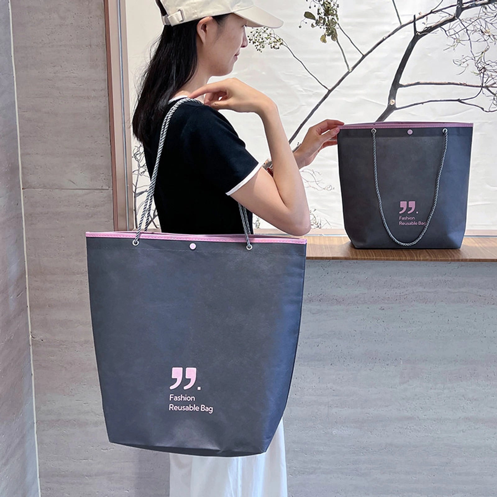 Boutique Non-Woven Tote Bags — 7 Styles — Premium Gray