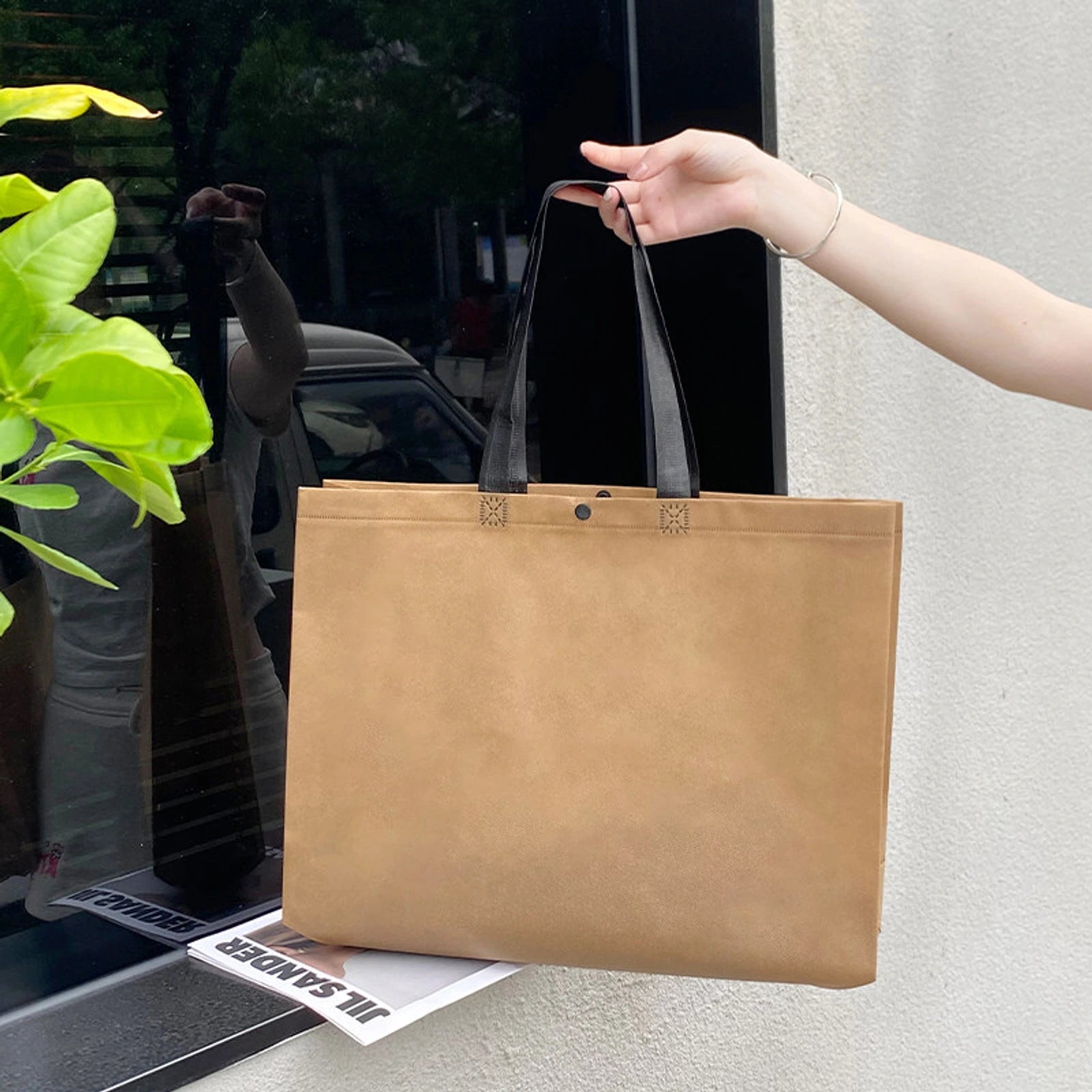 Boutique Non-Woven Tote Bags — 9 Styles — Brown Plain Tote