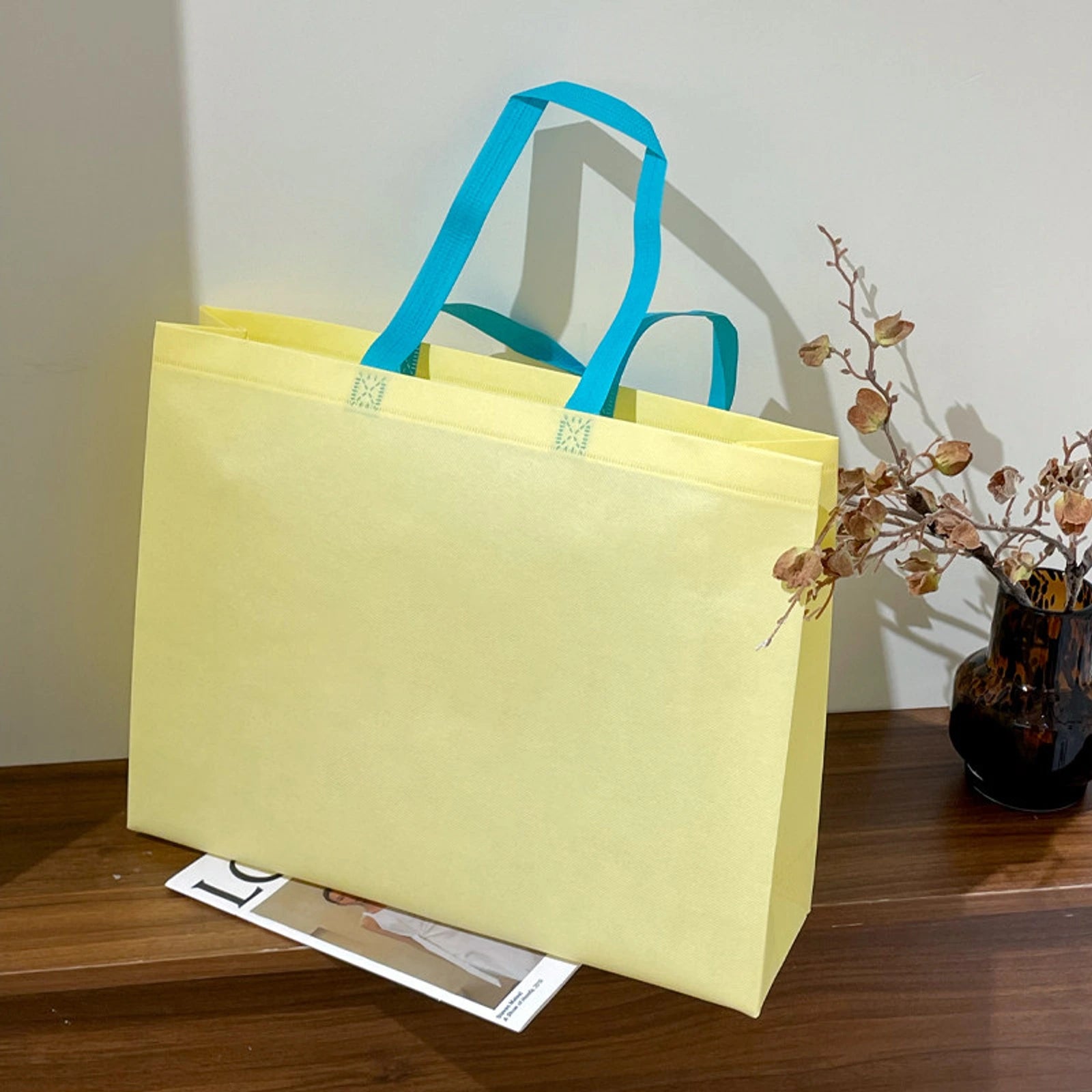 Boutique Non-Woven Tote Bags — 9 Styles — Lemon YellowPlain
